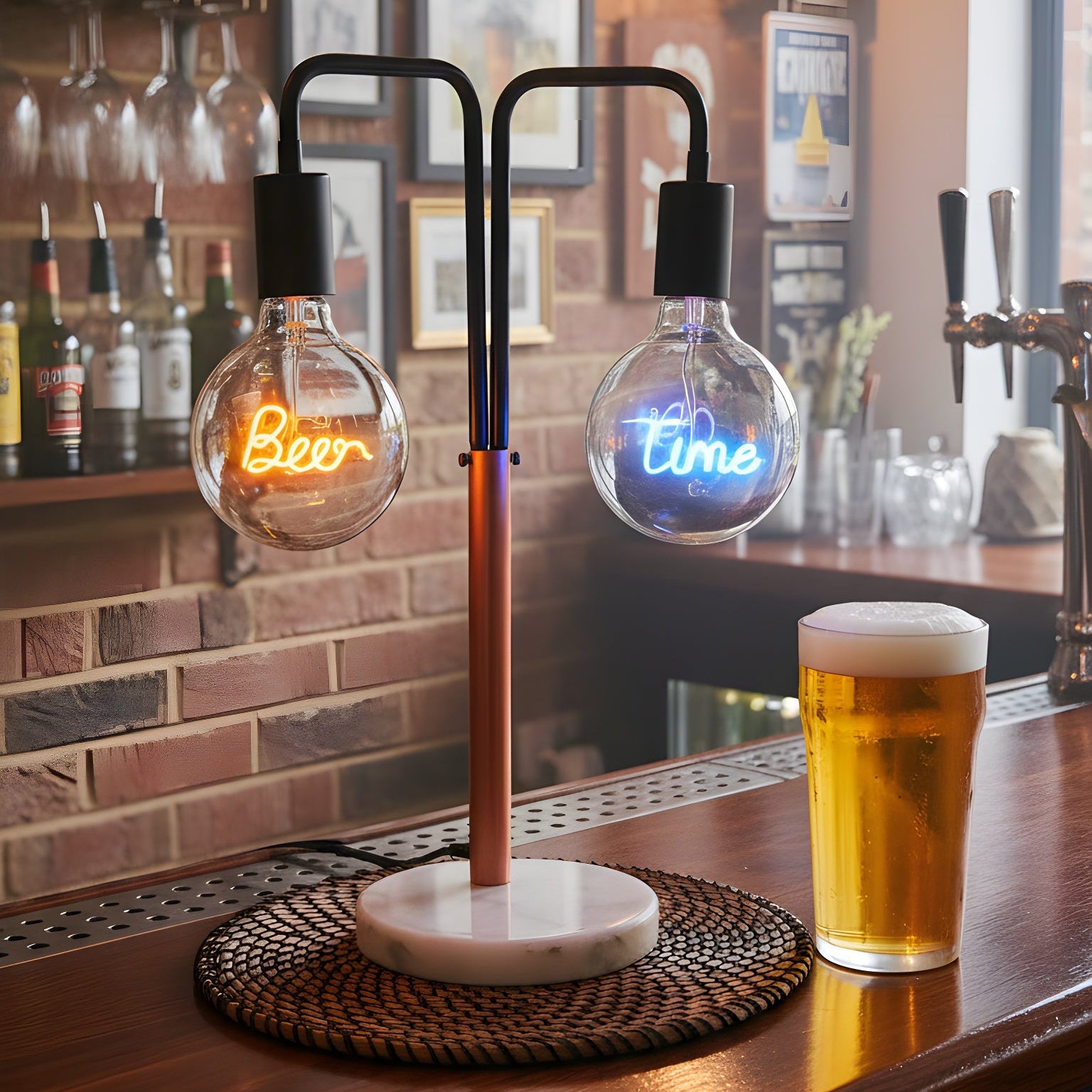 Beer Time LED Neon Bulb & Lamp Set