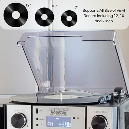 Houston XP Silver & Black Wood 6 in 1 Music Centre