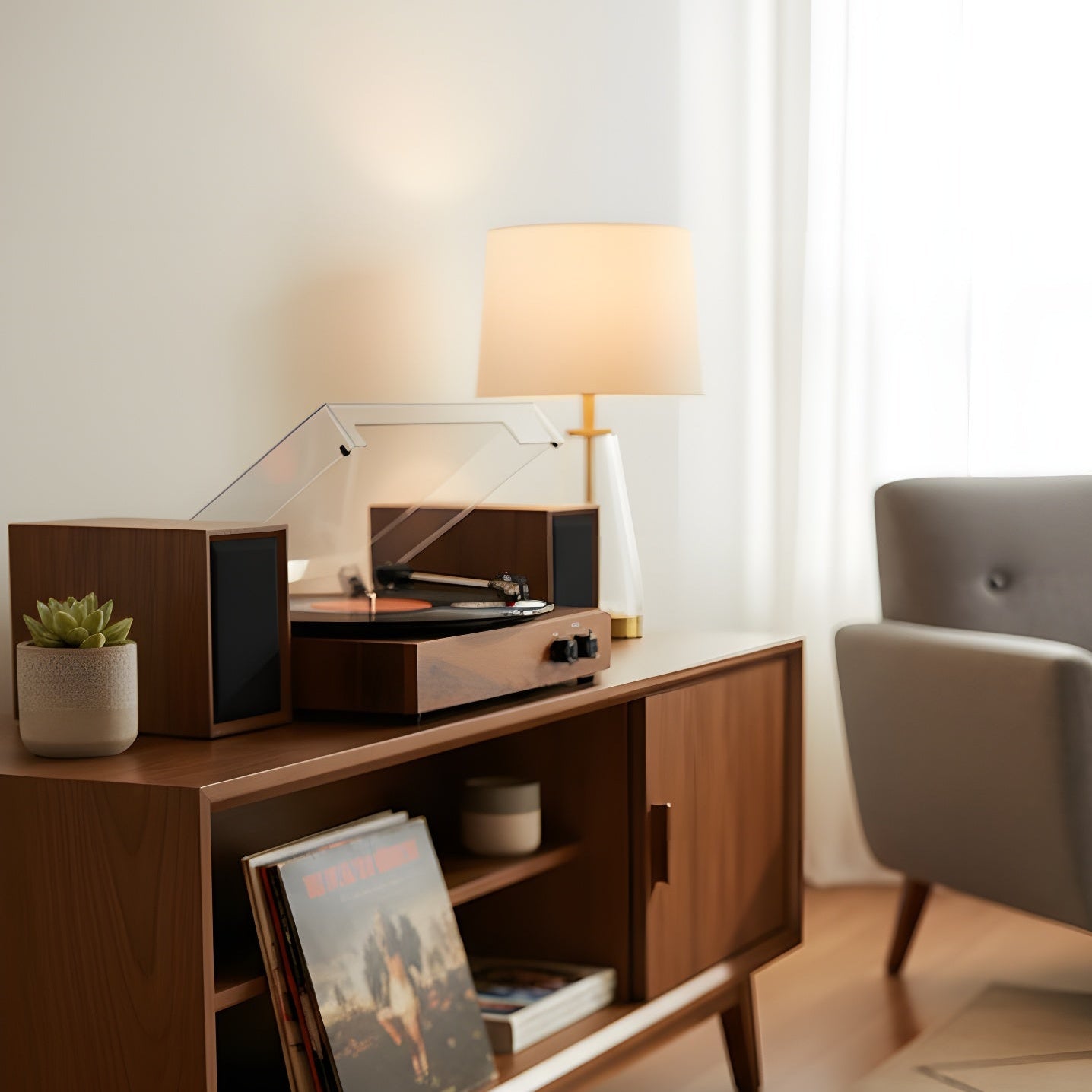 Harrow Record Player with Bluetooth Wood