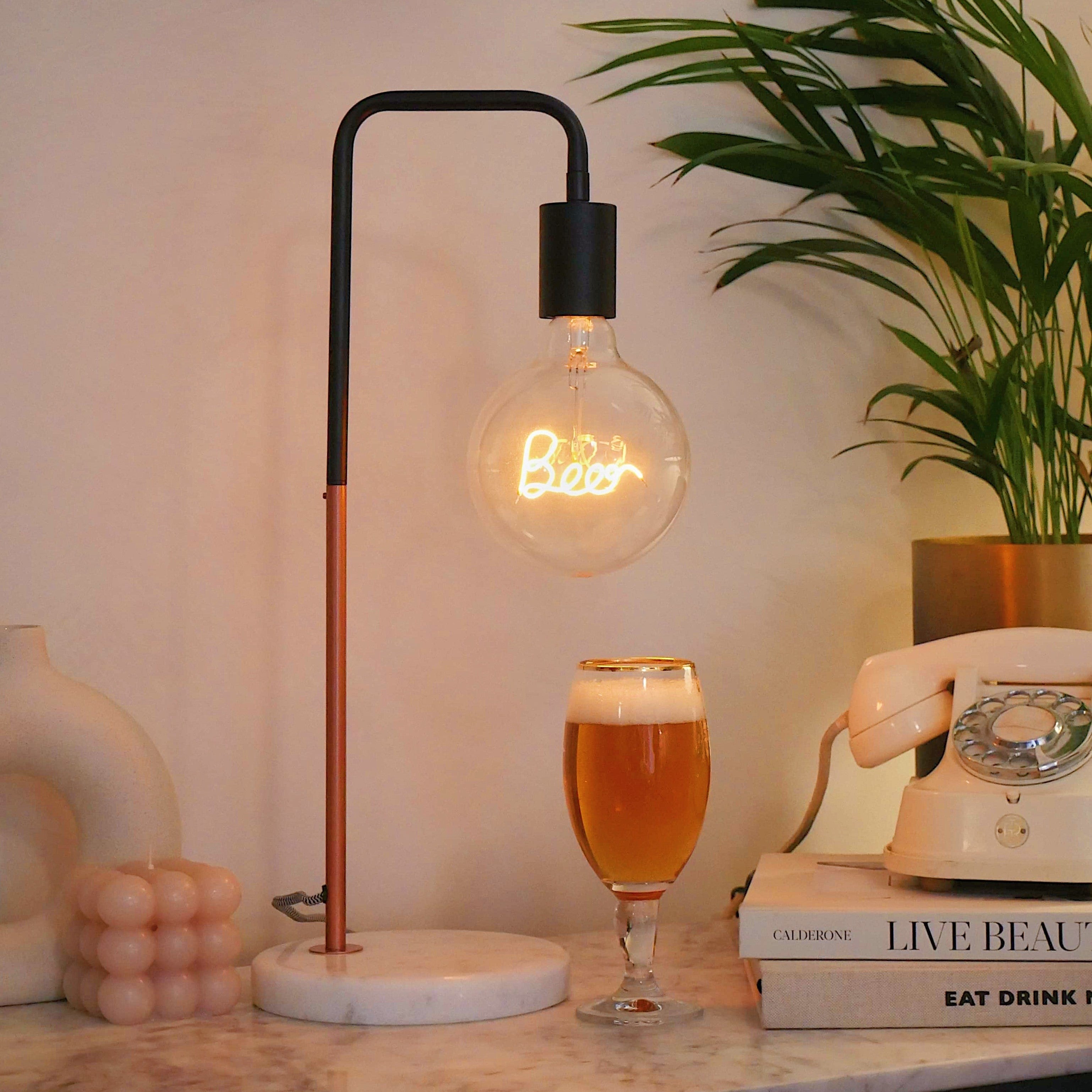 Beer Text Bulb & Desk Lamp - Screw Up