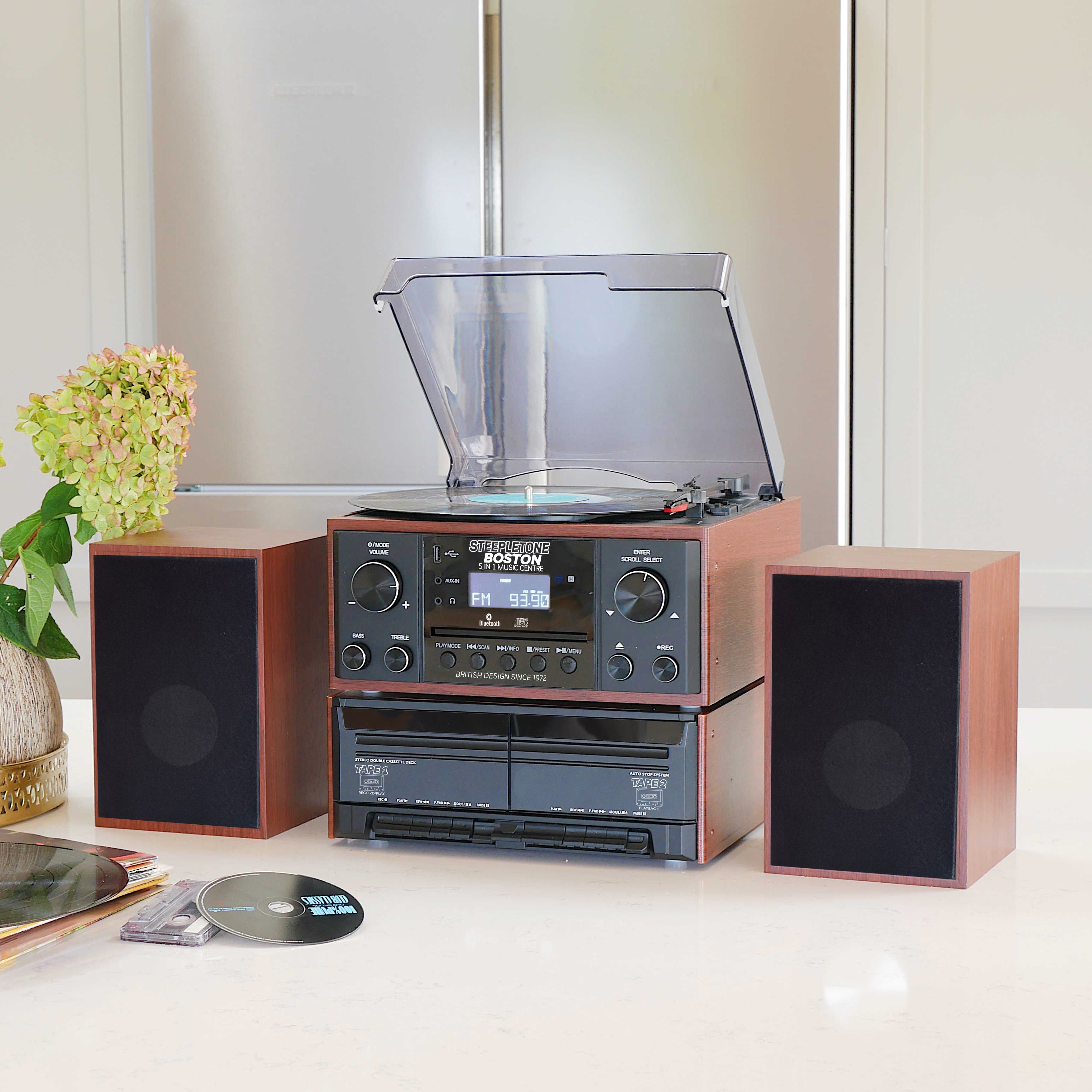 Boston Black & Teak Wood 5 in 1 Music Centre