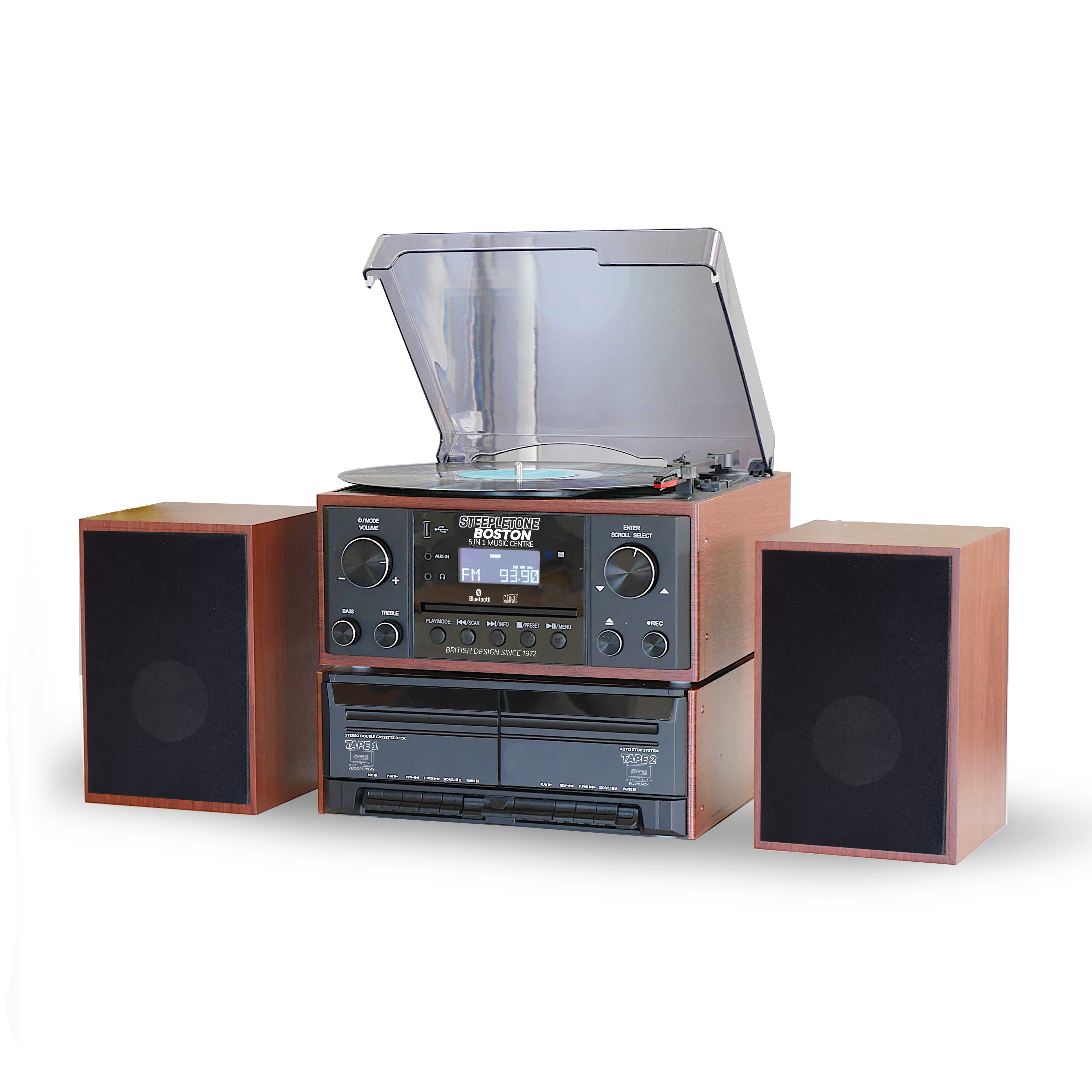 Boston Black & Teak Wood 5 in 1 Music Centre