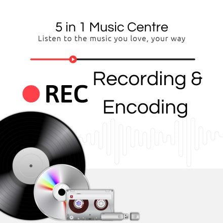 Boston Silver & Black Wood 5 in 1 Music Centre