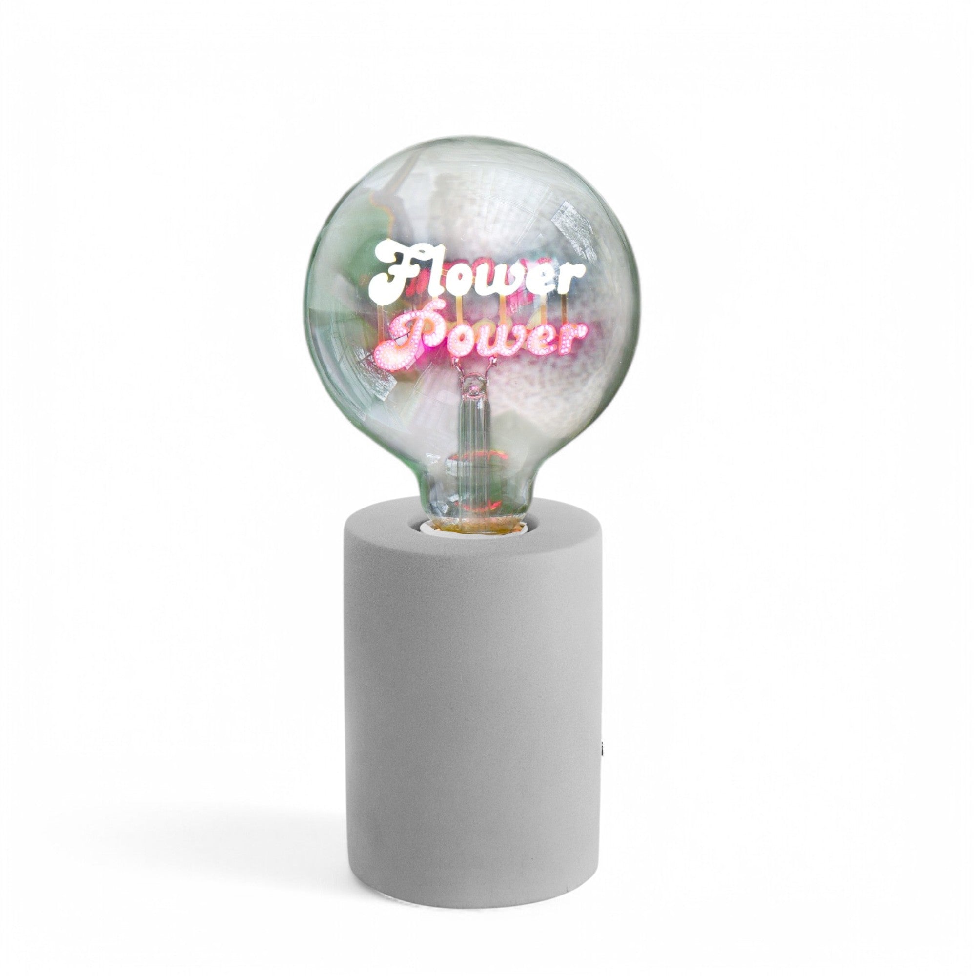Flower Power Text Bulb & Table Lamp - Screw Down