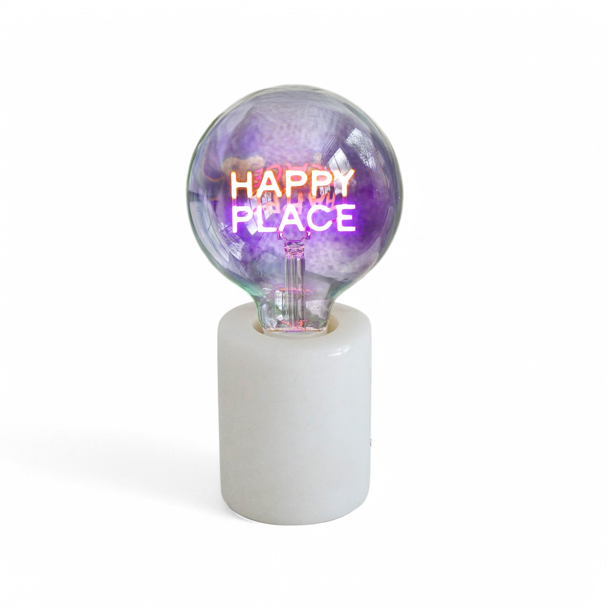 Happy Place Text Bulb & Table Lamp - Screw Down