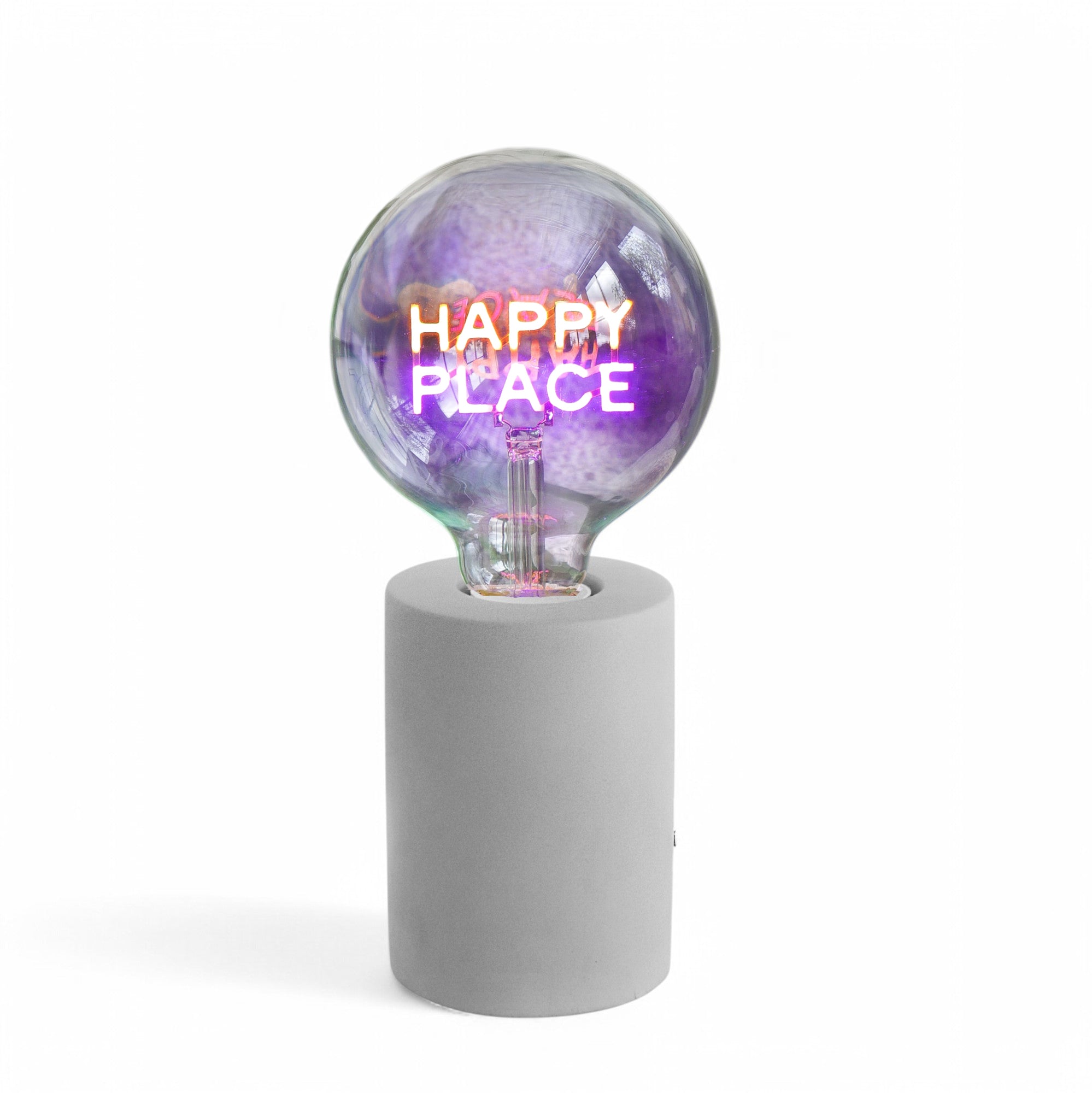 Happy Place Text Bulb & Table Lamp - Screw Down