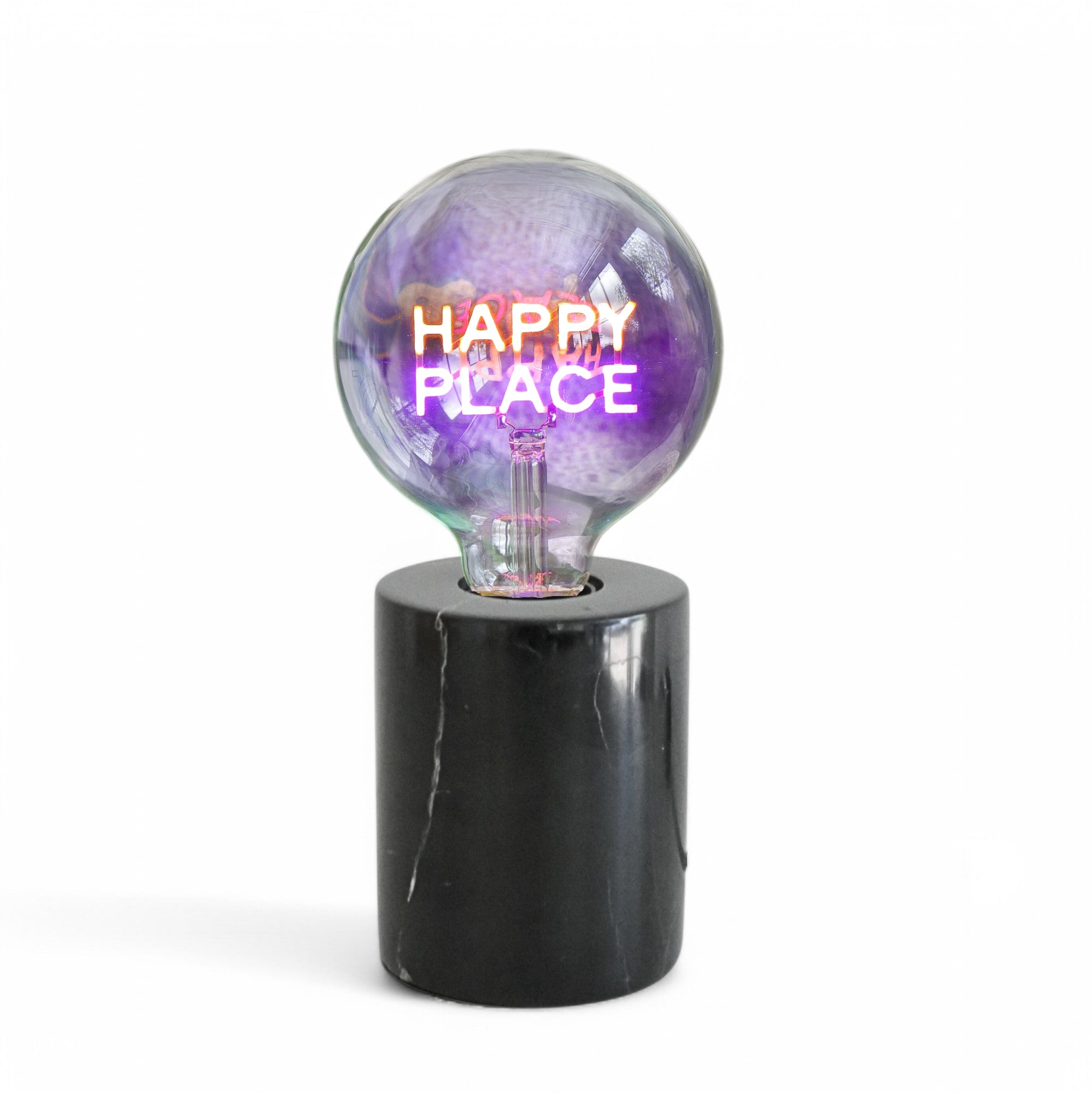 Happy Place Text Bulb & Table Lamp - Screw Down