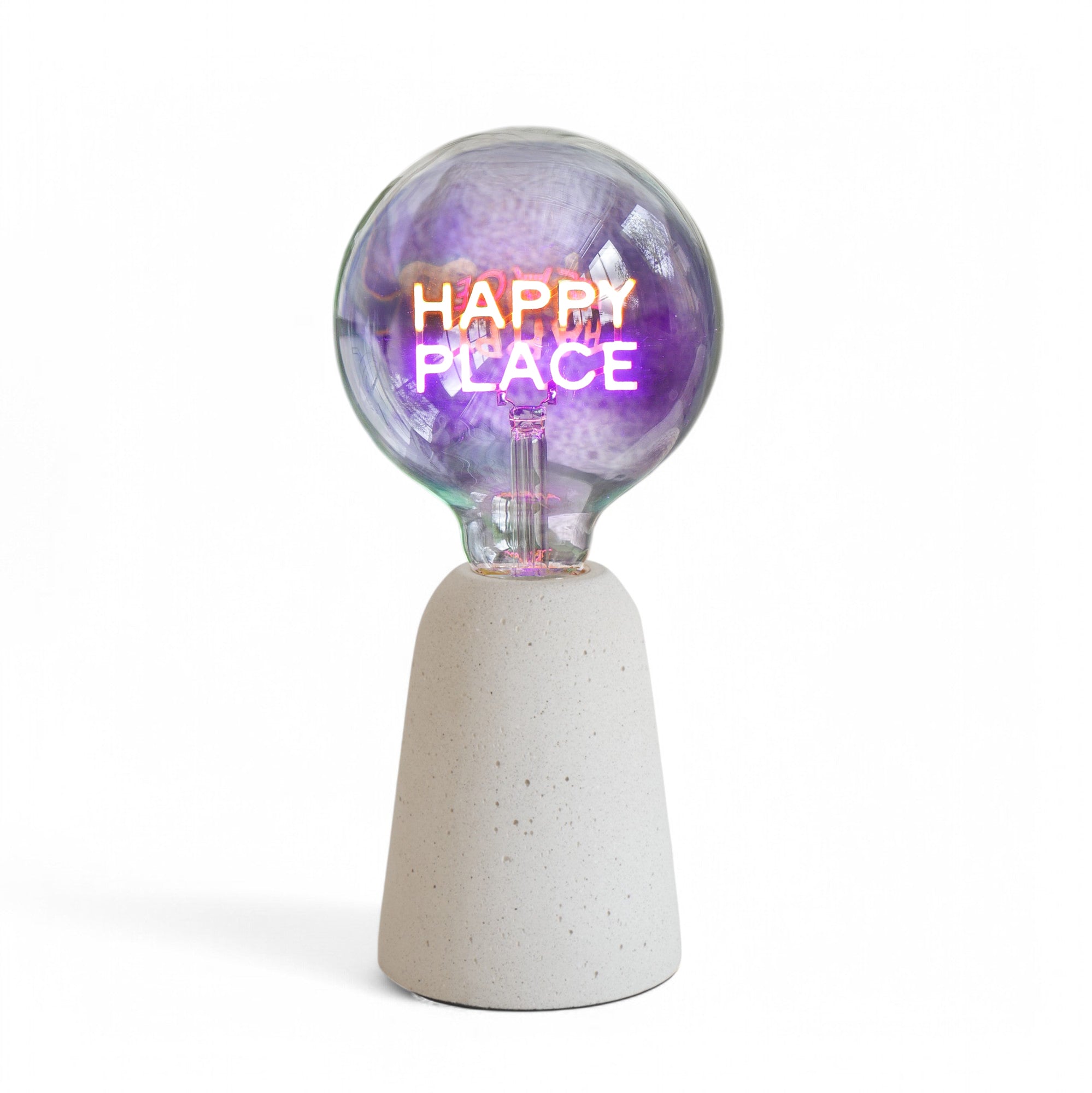 Happy Place Text Bulb & Table Lamp - Screw Down