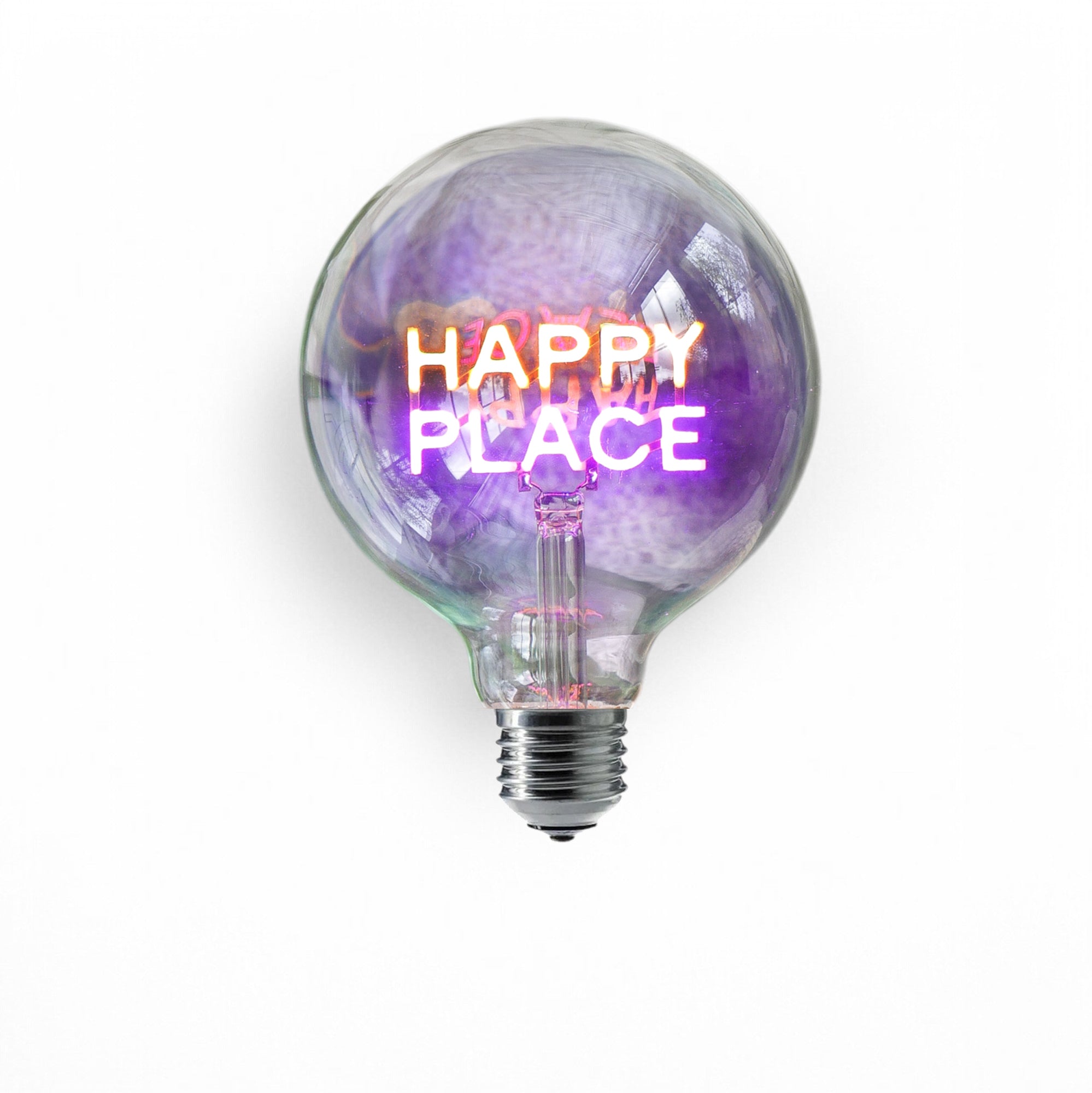 Happy Place Text Bulb & Table Lamp - Screw Down