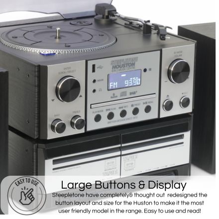 Houston XP Silver & Black Wood 6 in 1 Music Centre