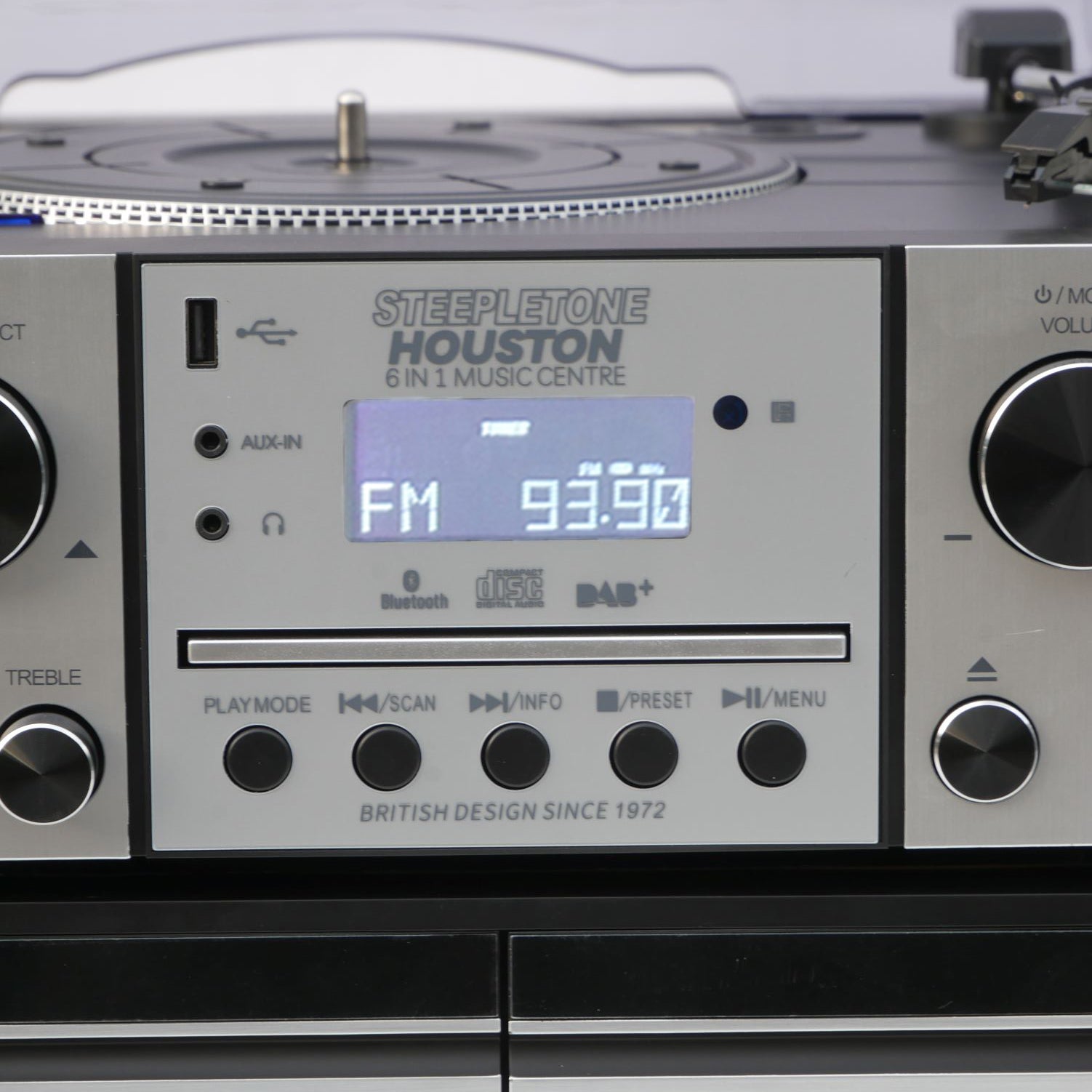Houston XP Silver & Black Wood 6 in 1 Music Centre