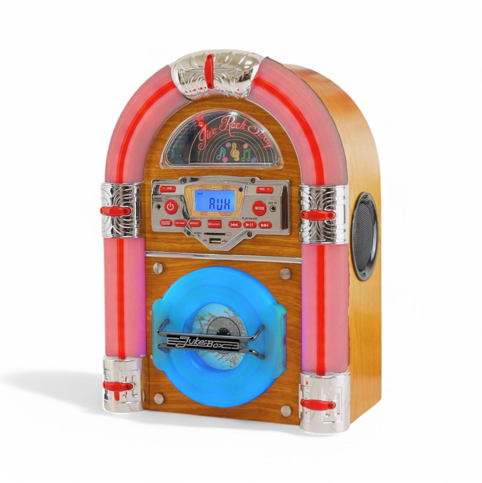 Jive Rock Sixty Mini Jukebox & Bluetooth Speaker - Light Wood