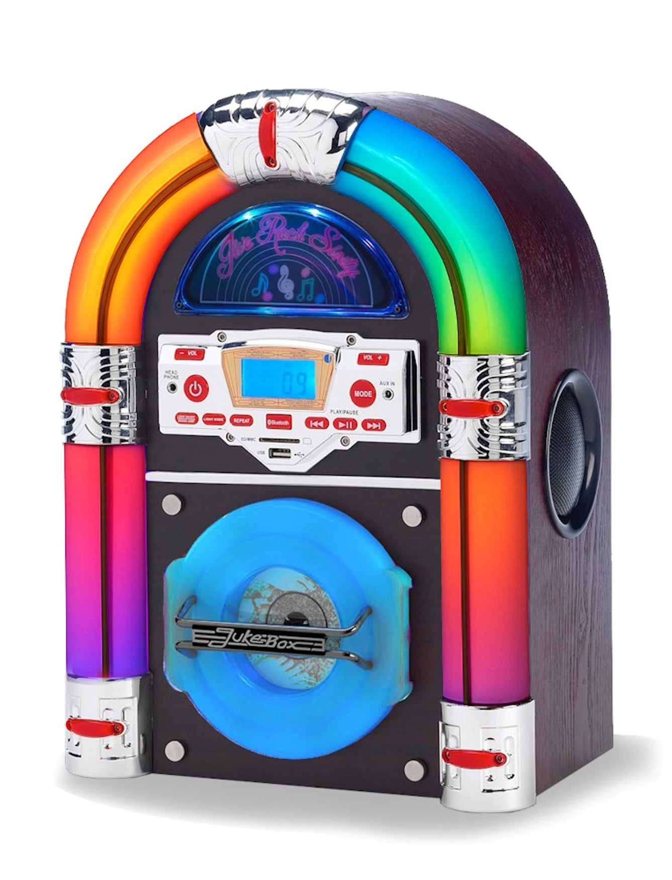 Jive Rock Sixty Mini Jukebox & Bluetooth Speaker - Dark Wood