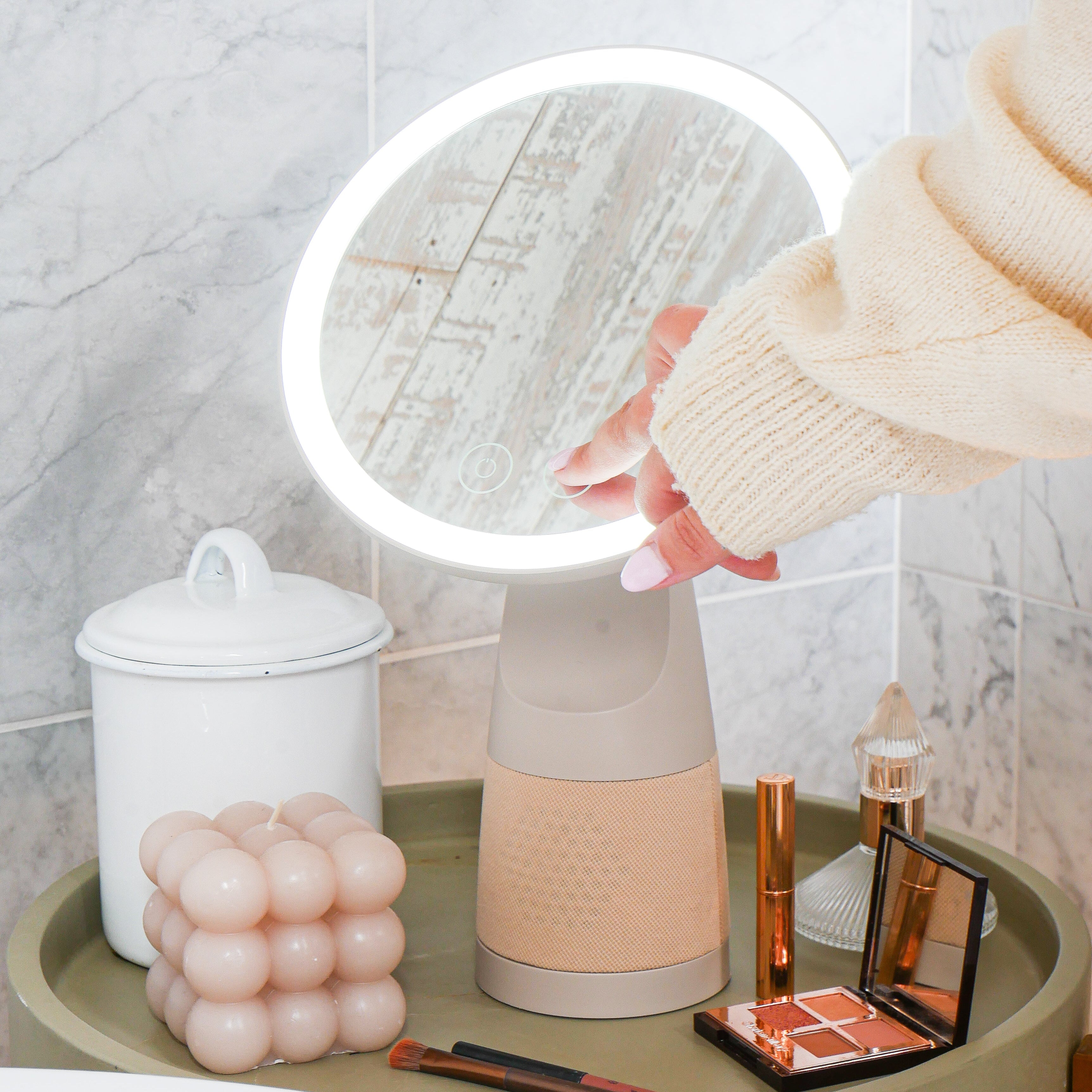 Glow Plus Beauty Ring Light Mirror & Bluetooth Speaker