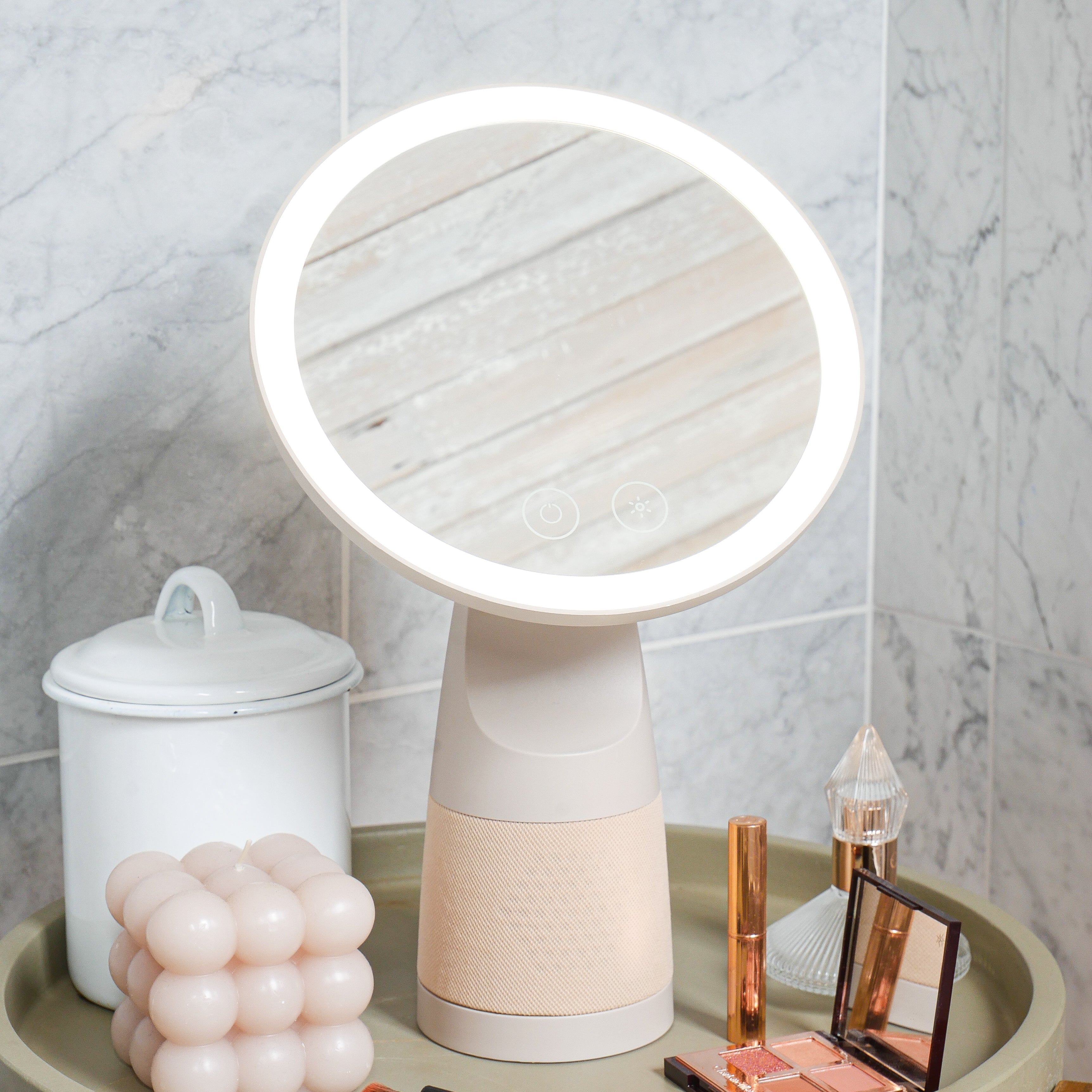 Glow Plus Beauty Ring Light Mirror & Bluetooth Speaker