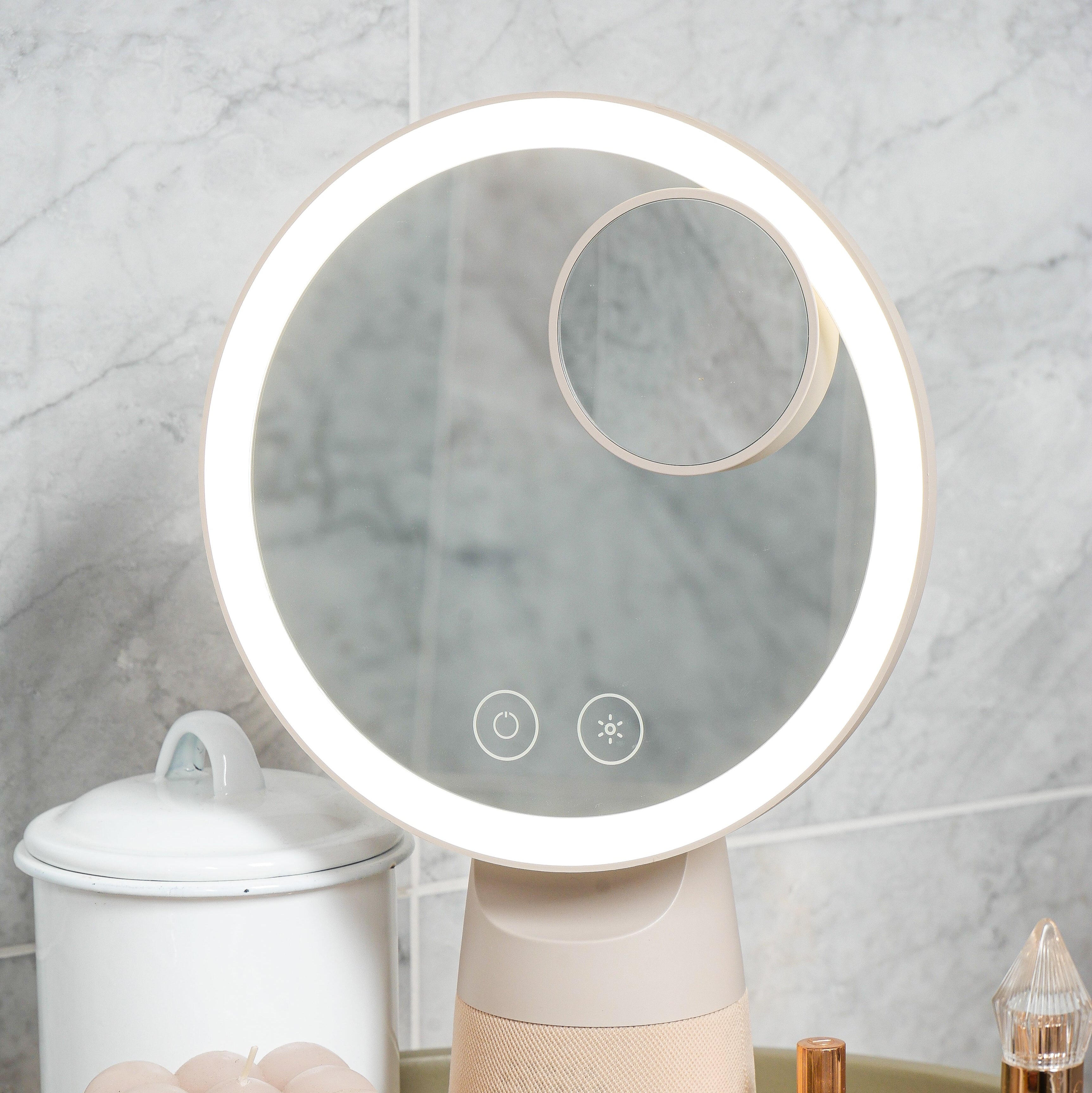 Glow Plus Beauty Ring Light Mirror & Bluetooth Speaker