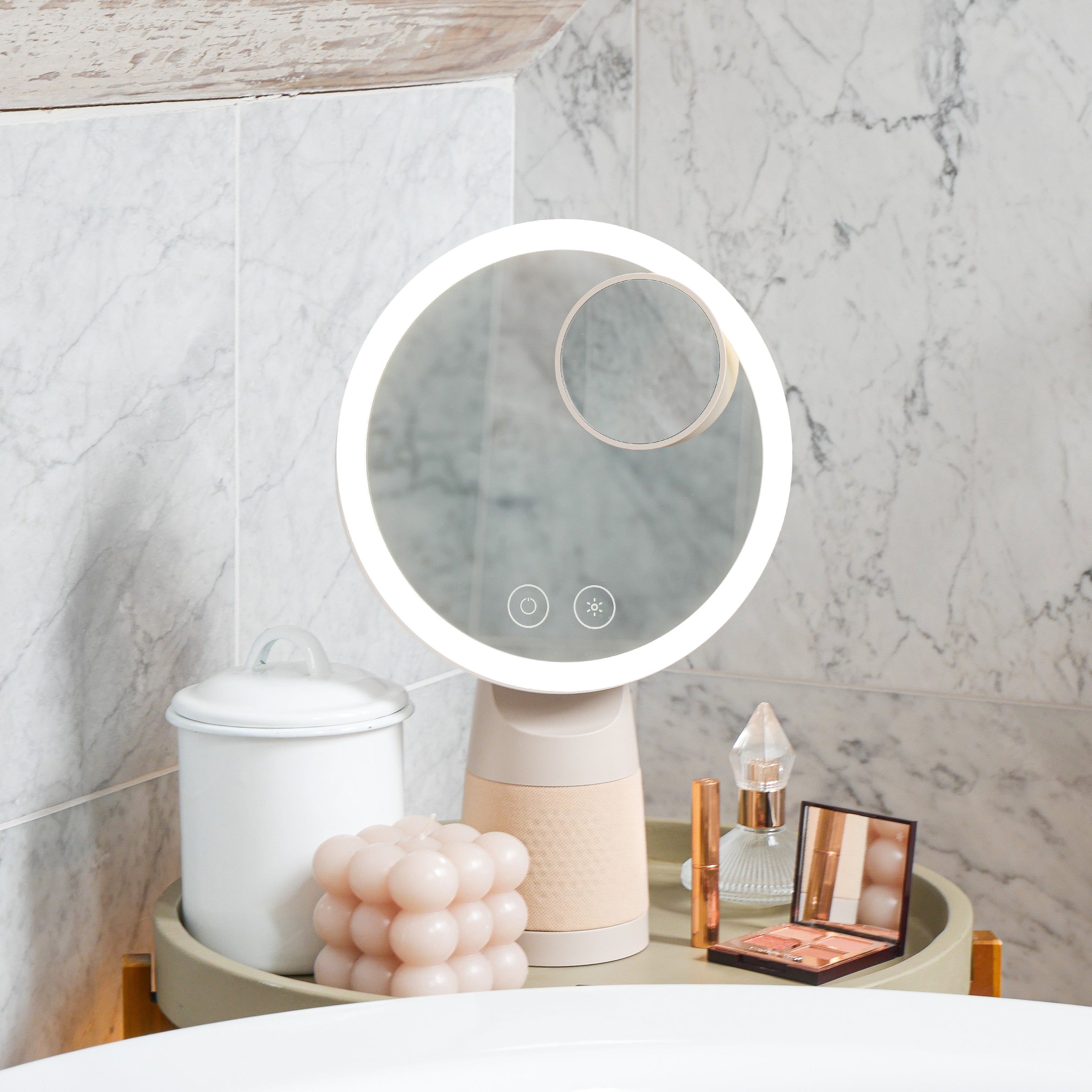 Glow Plus Beauty Ring Light Mirror & Bluetooth Speaker