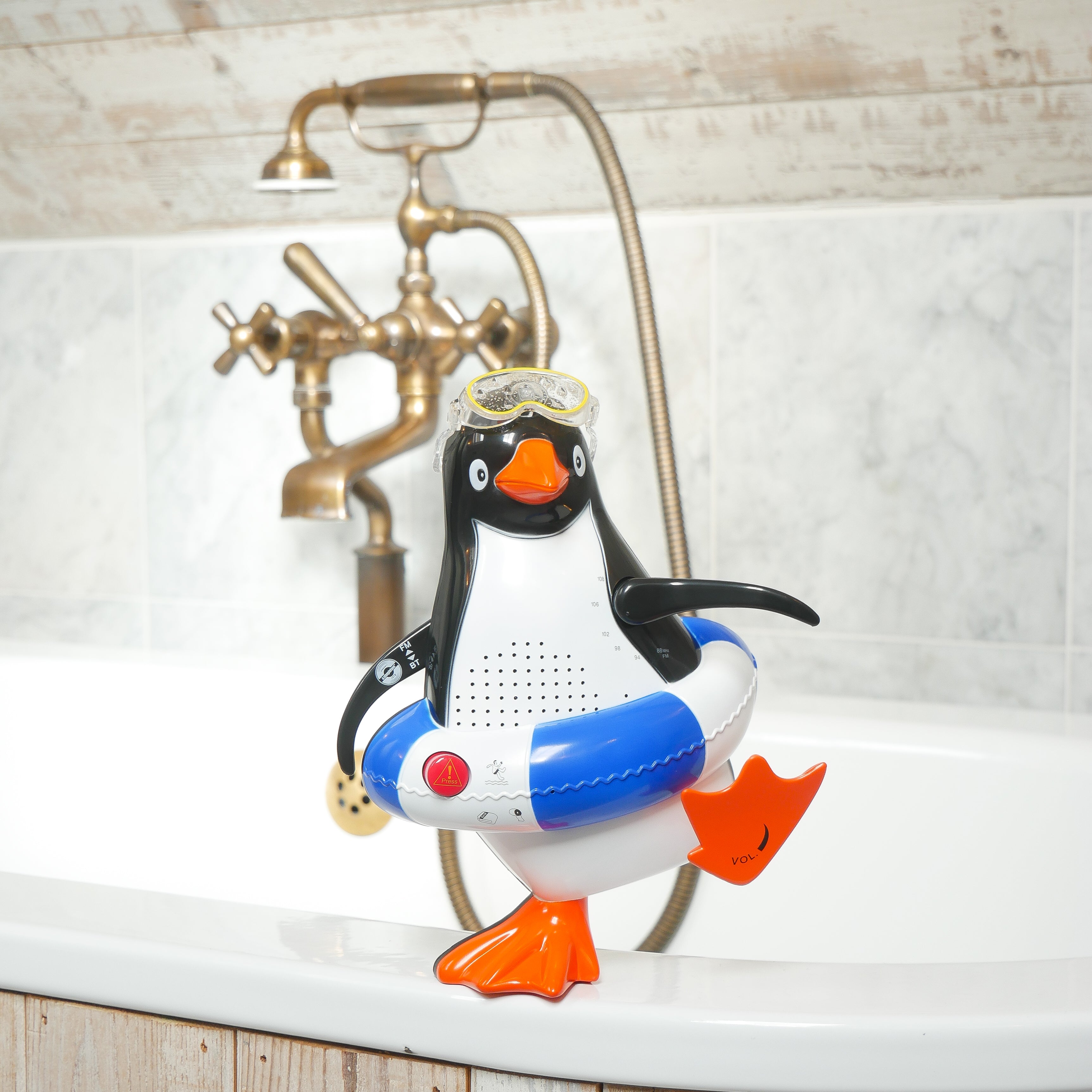 Penguin Shower Radio And Bluetooth Speaker- Blue