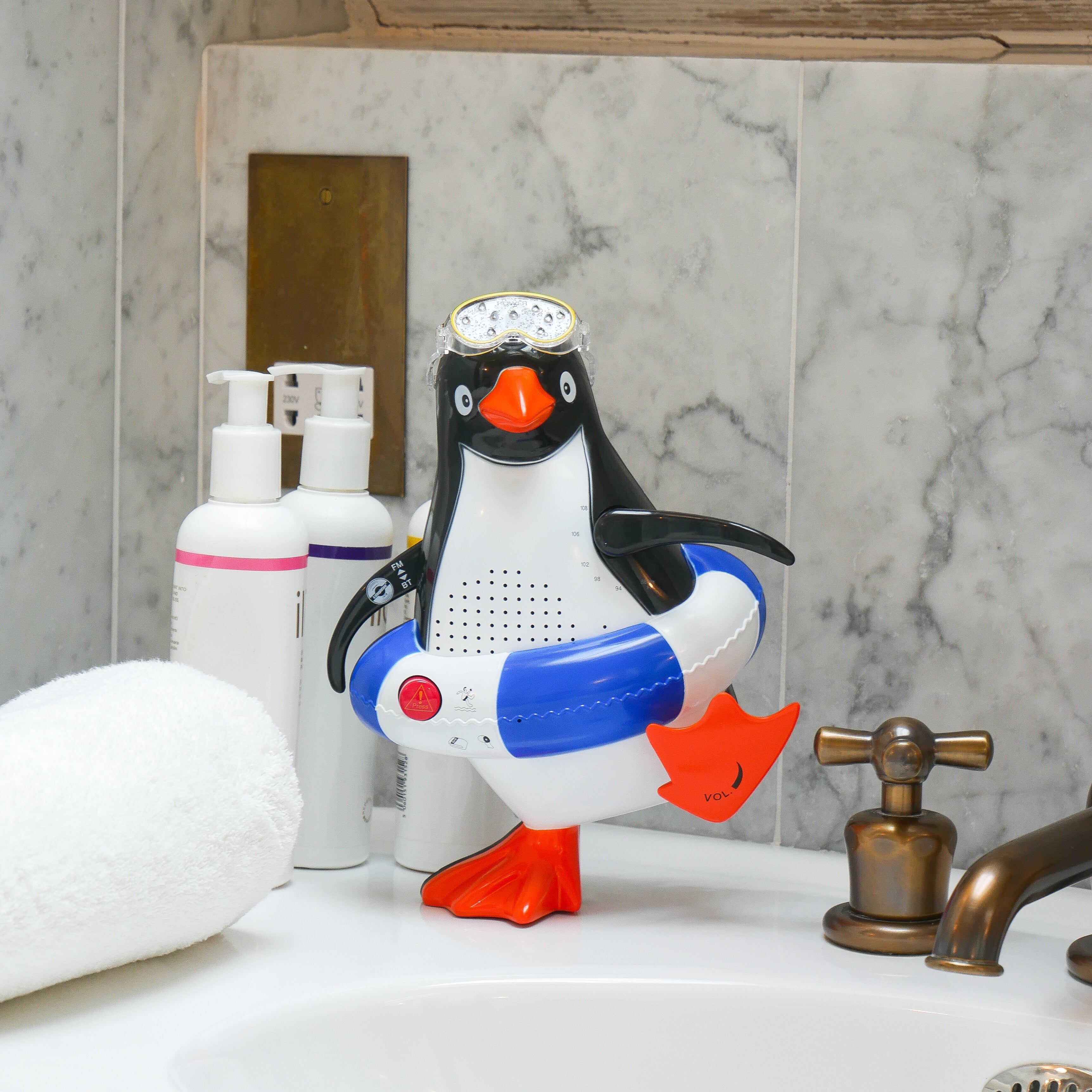 Penguin Shower Radio And Bluetooth Speaker- Blue