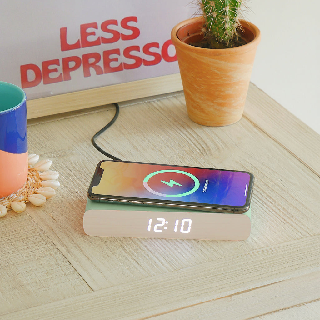 Rise Charge Wireless Phone Charger & Alarm Clock - Green