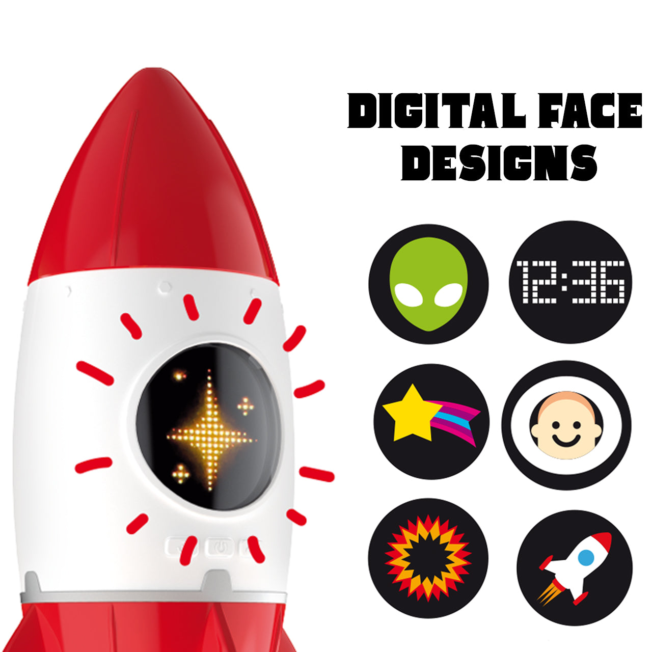 Rocket 3-in-1 Bedside Light, Digital Clock & Ceiling Projector