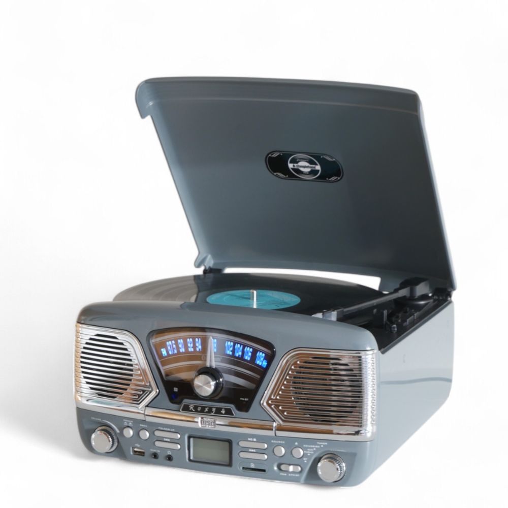 Roxy 4 BT Retro Record Player - Grey