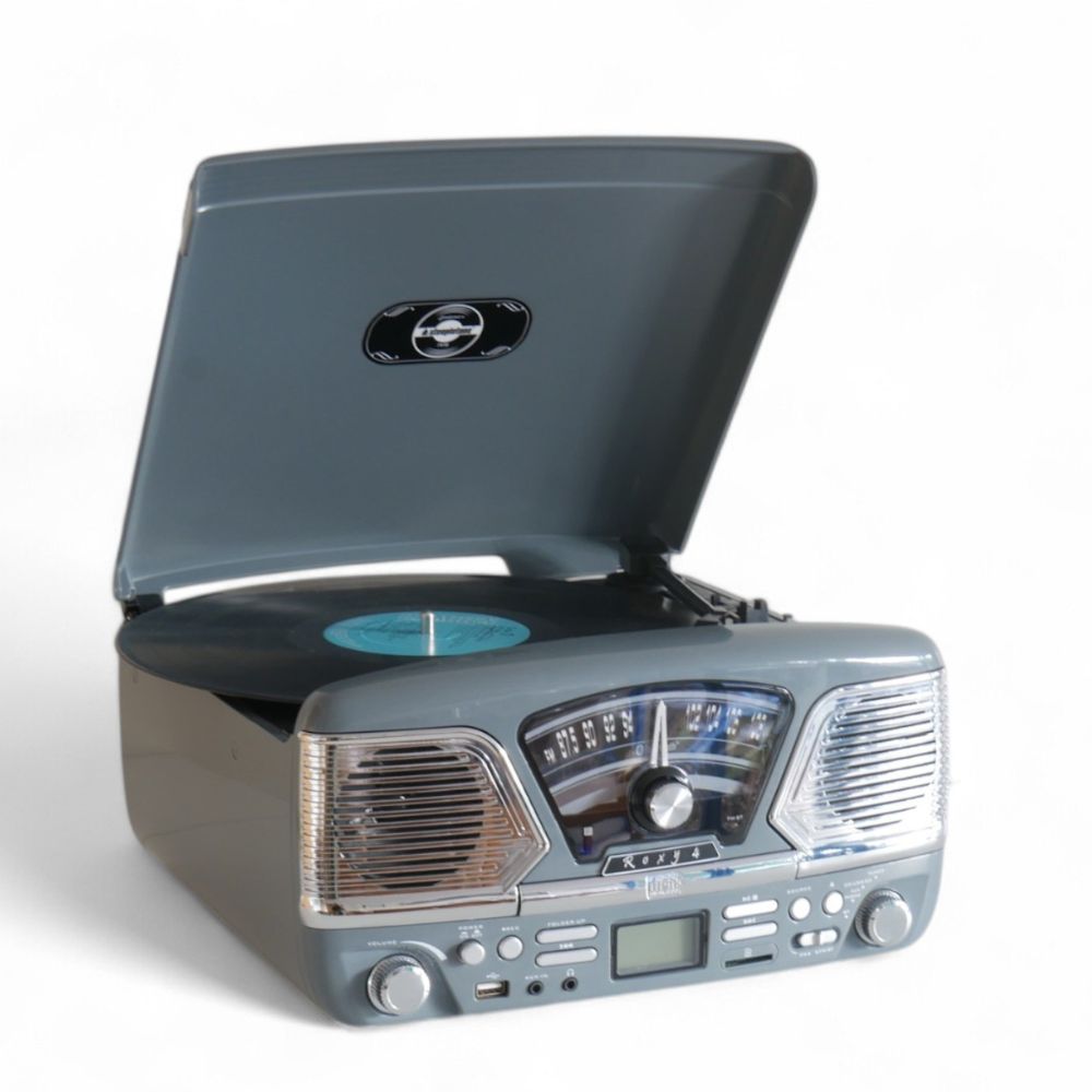 Roxy 4 BT Retro Record Player - Grey