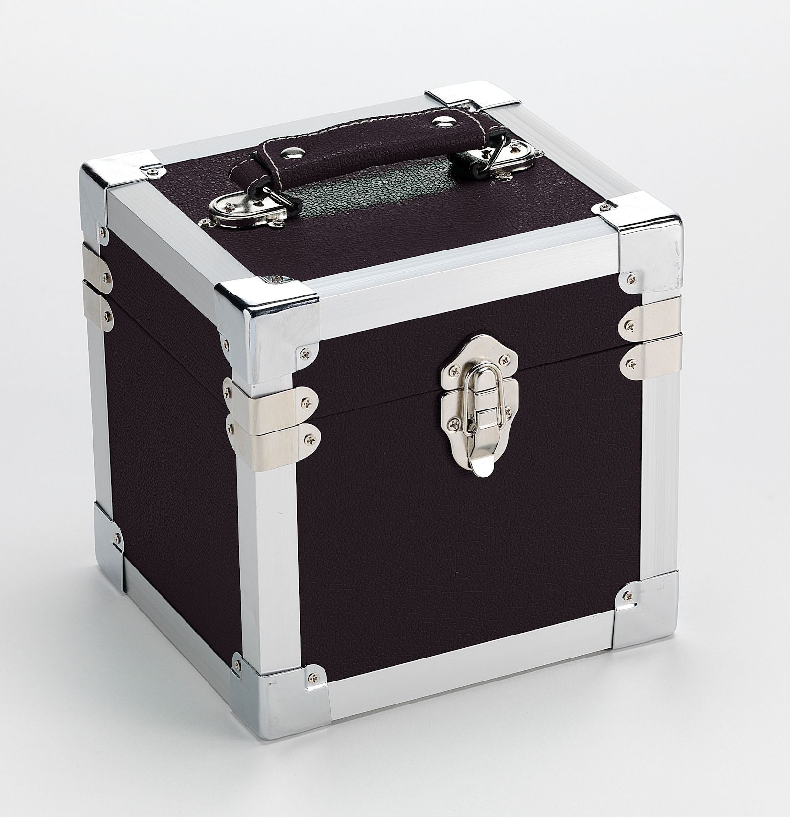 12 Inch Vinyl Record Storage Box Black & Metal Trim