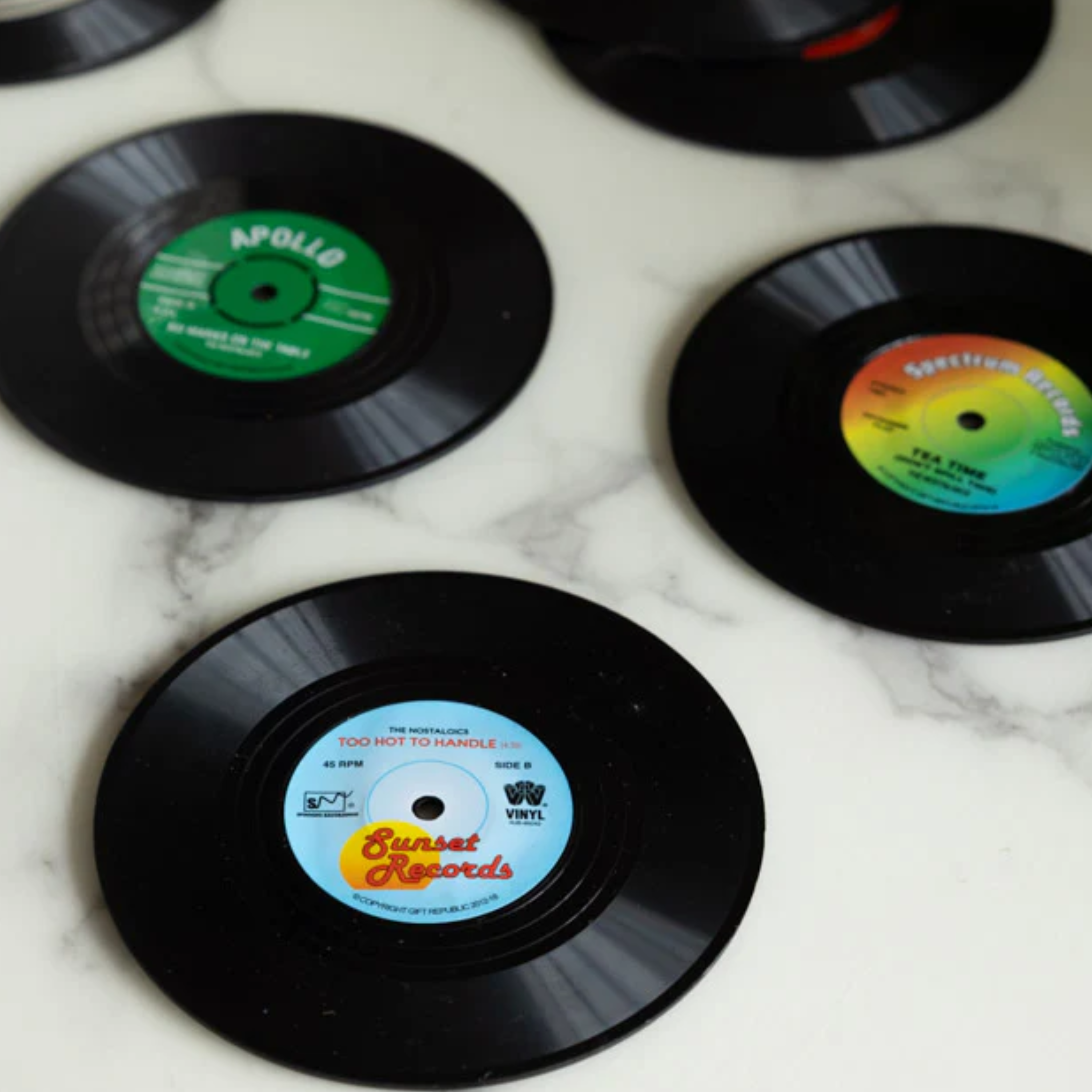 Vinyl Record Coasters – Set of 6 Retro Drink Coasters