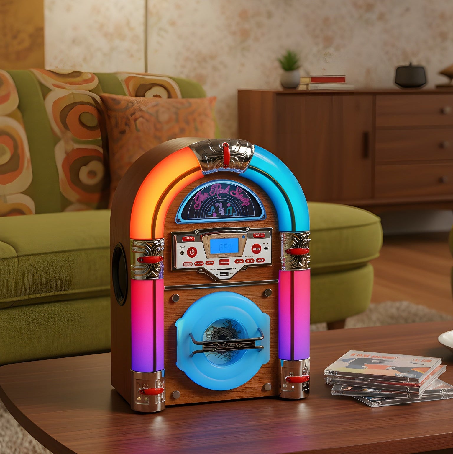 Jive Rock Sixty Mini Jukebox & Bluetooth Speaker - Light Wood