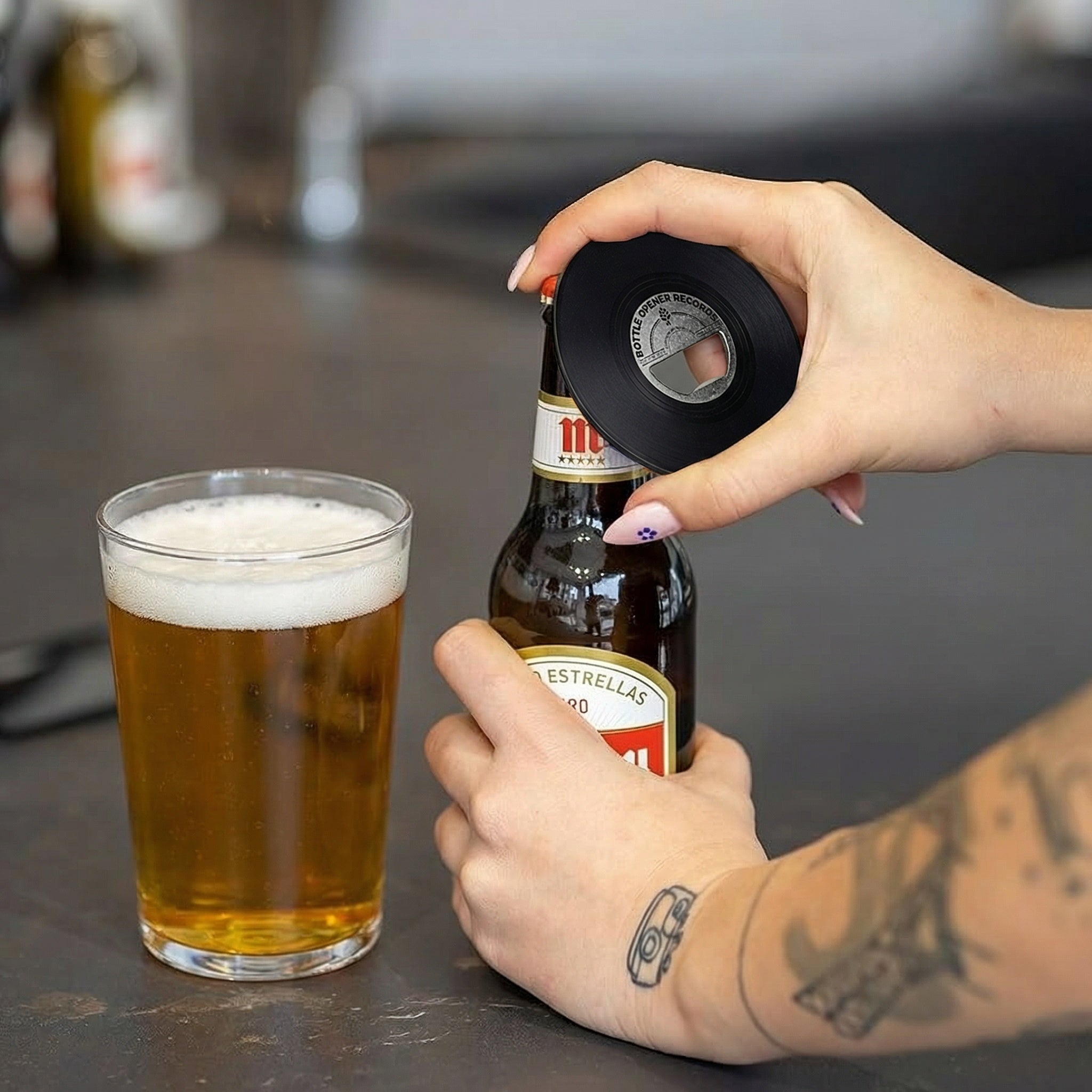 Vinyl Record Bottle Opener – Retro Music Style Bar Accessory