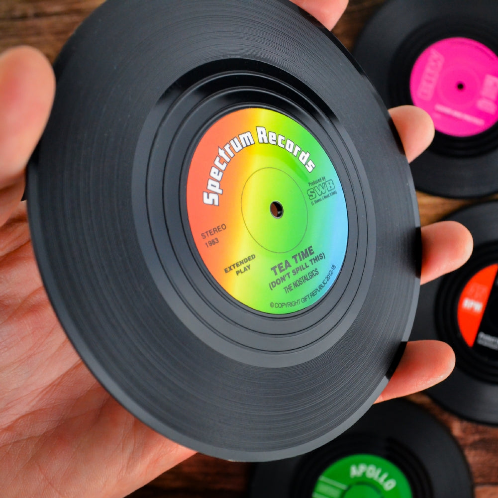 Vinyl Record Coasters – Set of 6 Retro Drink Coasters