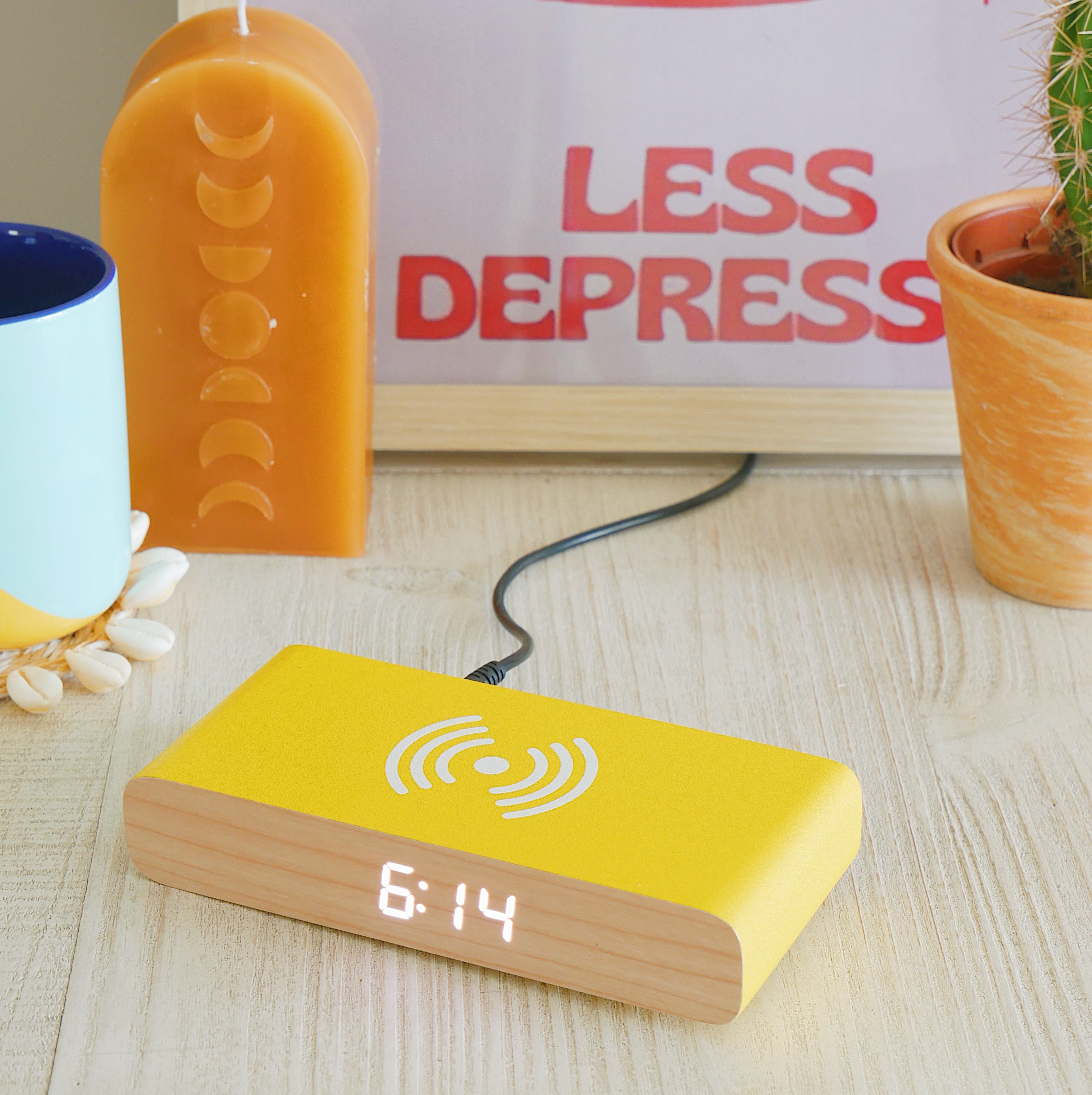 Rise Charge Wireless Phone Charger & Alarm Clock - Yellow