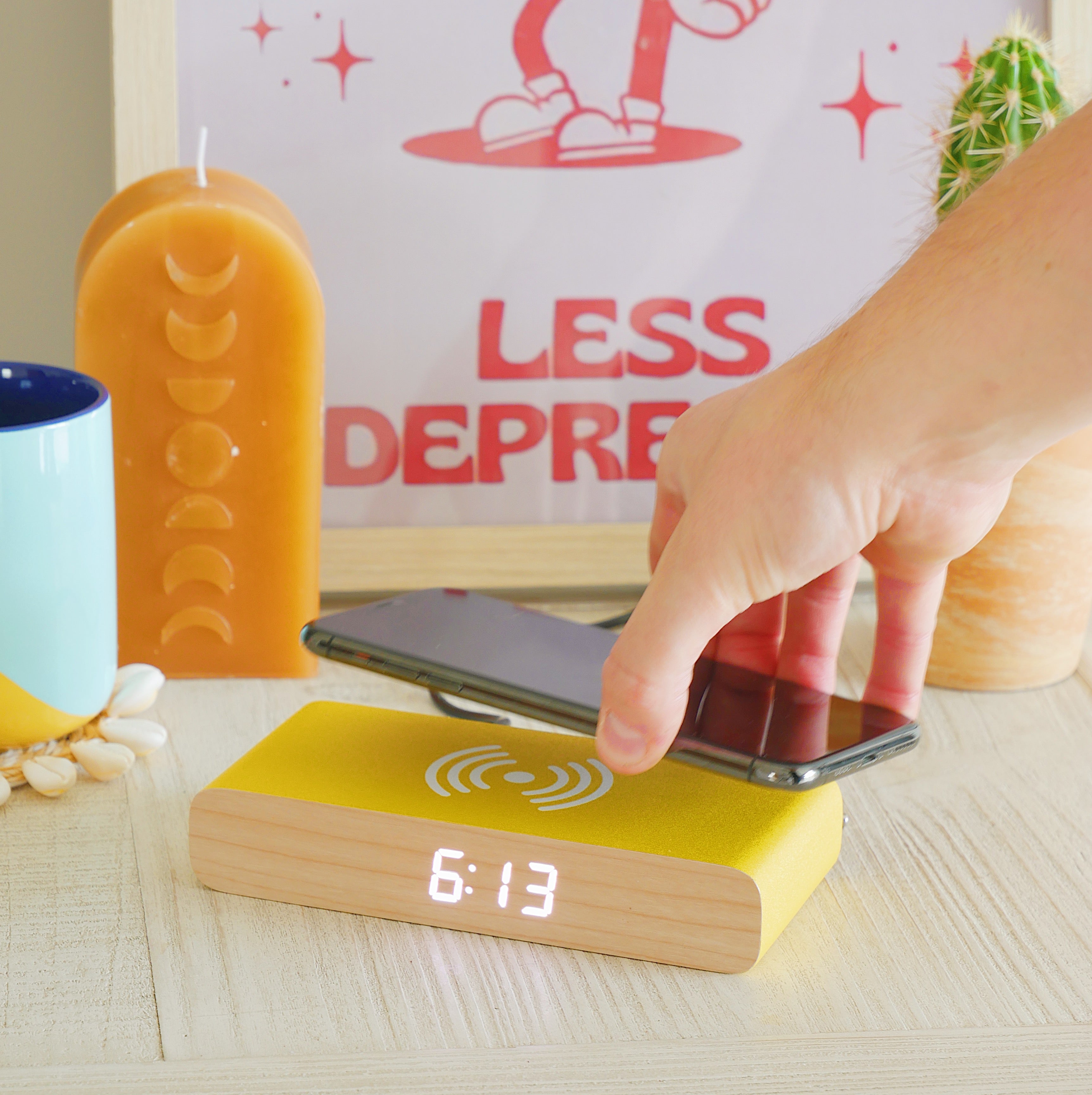 Rise Charge Wireless Phone Charger & Alarm Clock - Yellow