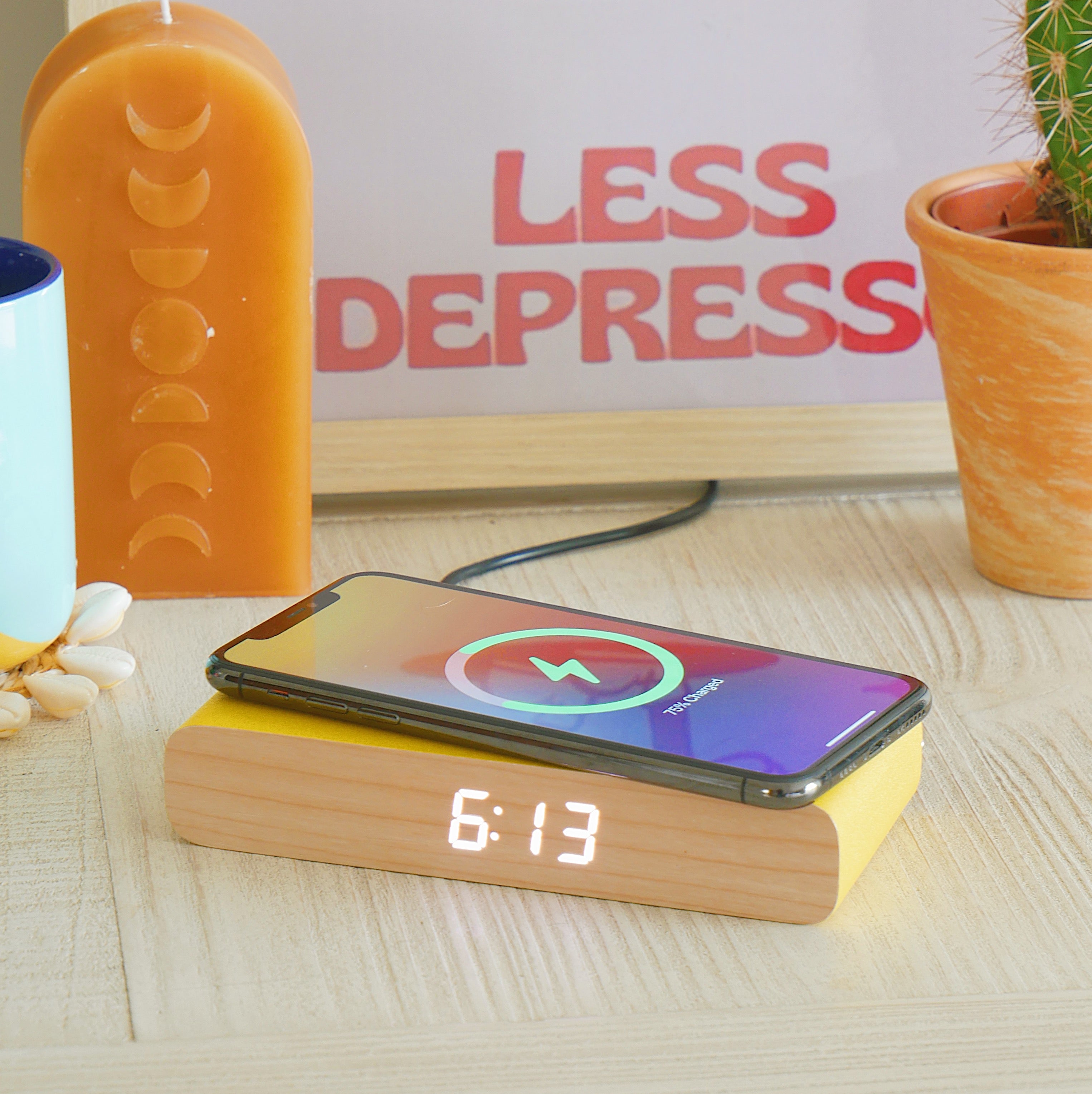 Rise Charge Wireless Phone Charger & Alarm Clock - Yellow