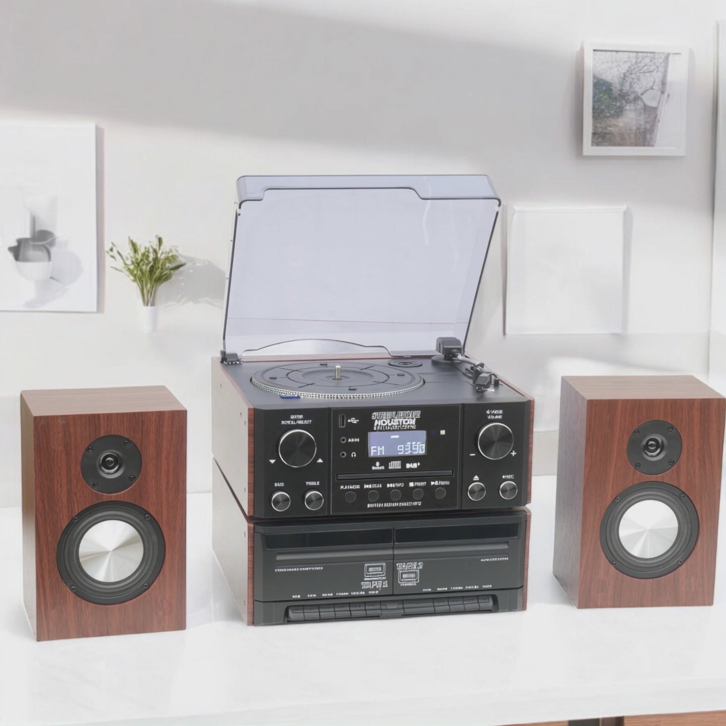 Houston XP Black & Teak Wood 6 in 1 Music Centre