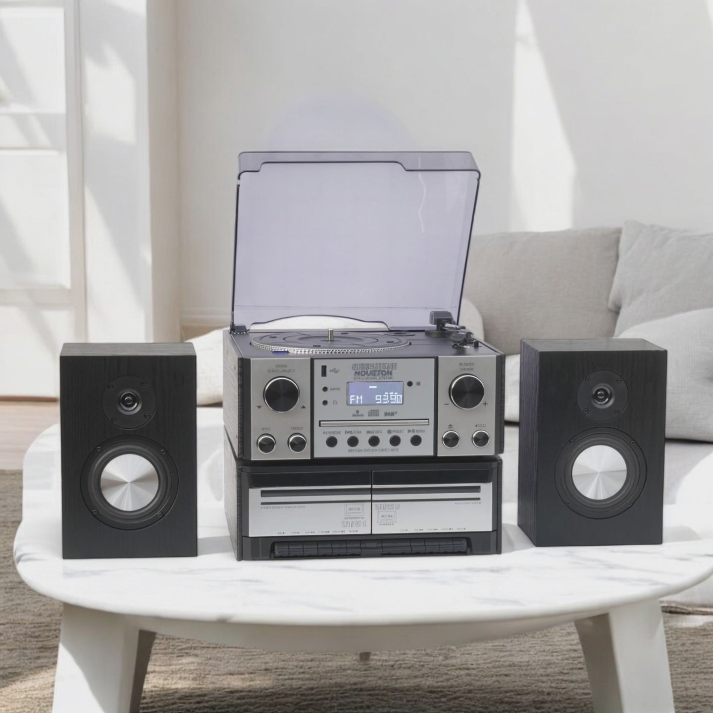 Houston XP Silver & Black Wood 6 in 1 Music Centre