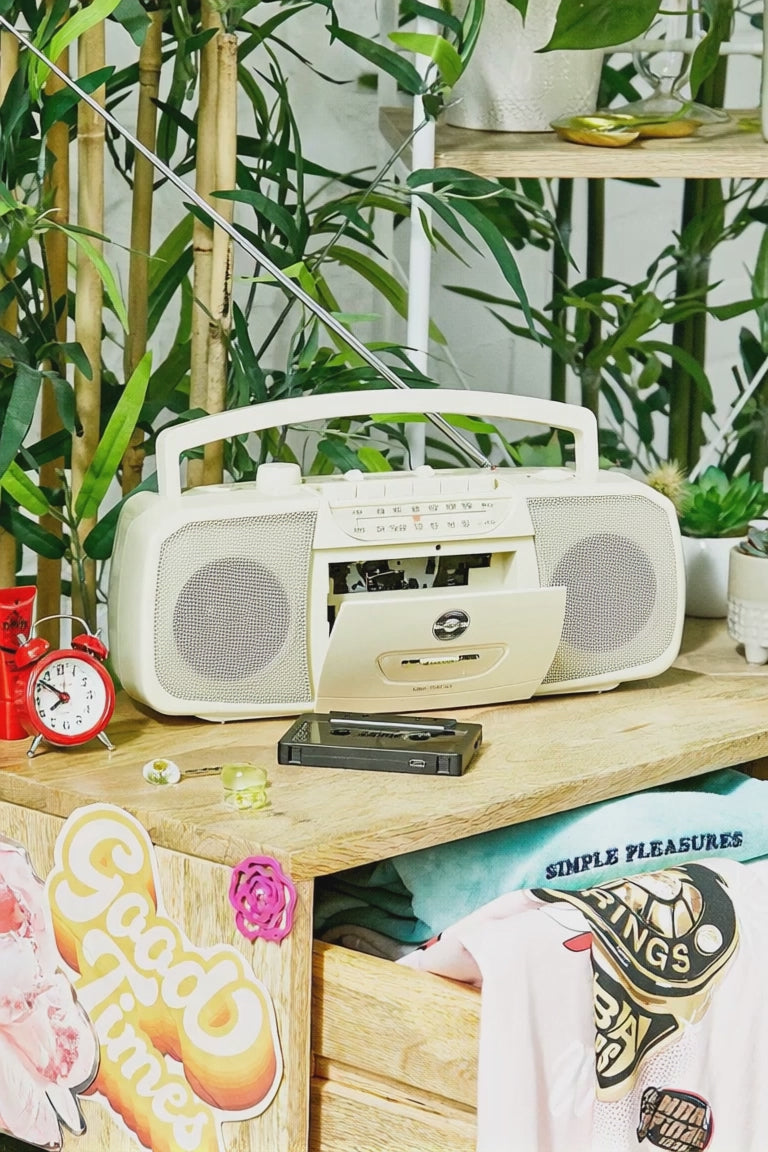 SCR315s Stereo Portable Cassette Player & FM Radio - Cream