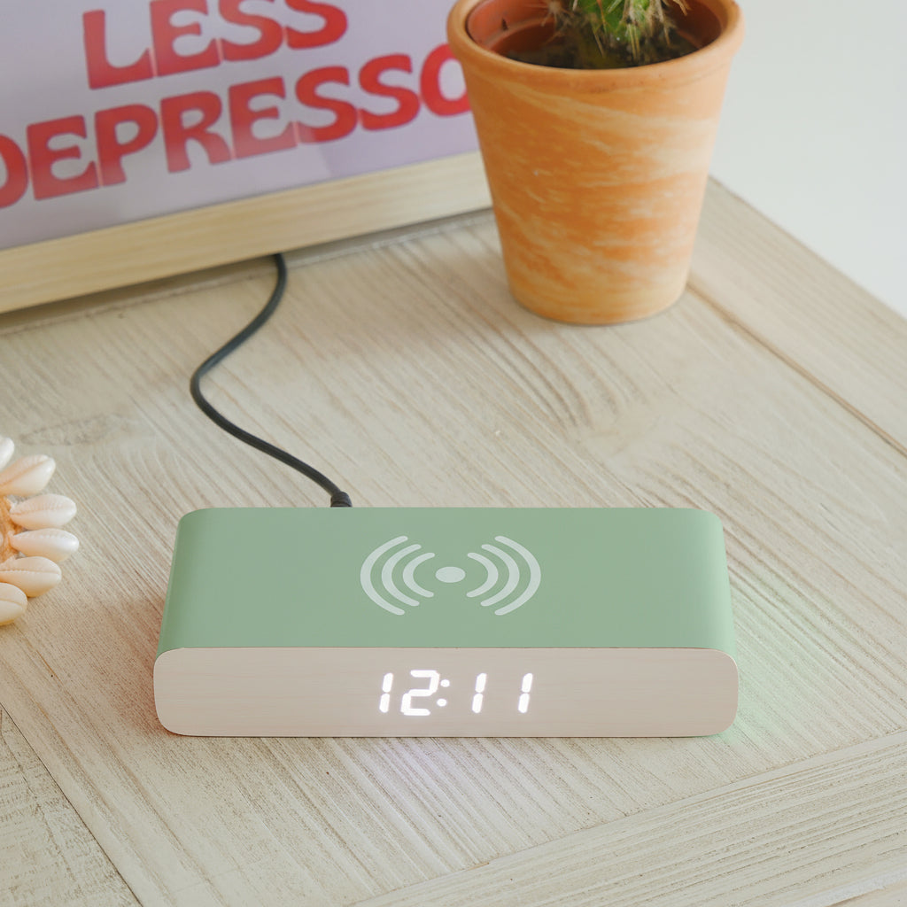 Rise Charge Wireless Phone Charger & Alarm Clock - Green