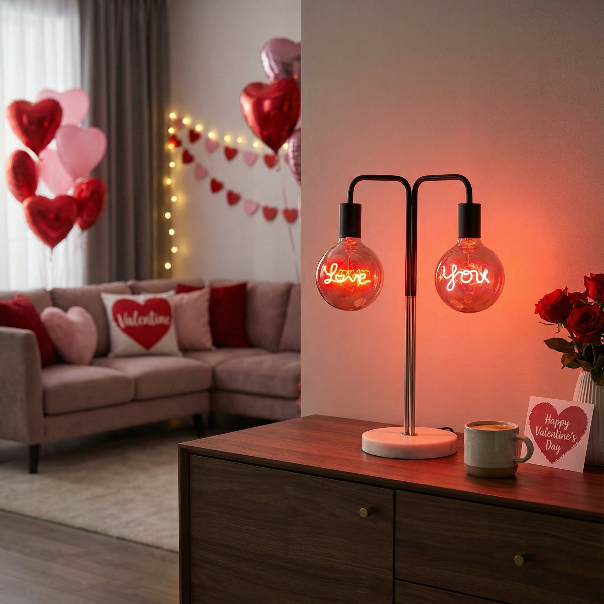 Love You  Set Text Bulb & Desk Lamp - Screw Up
