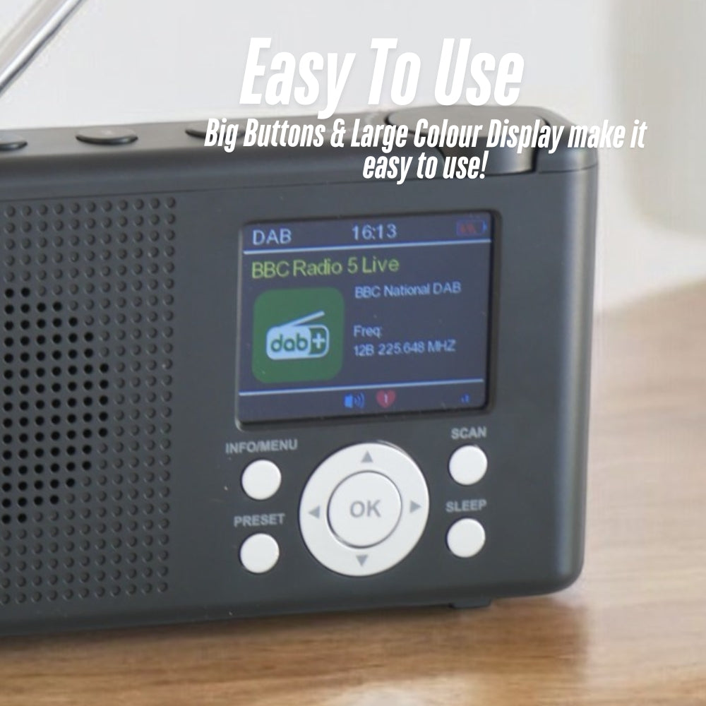 Brookman DAB+ Handheld Portable Radio with Colour Display