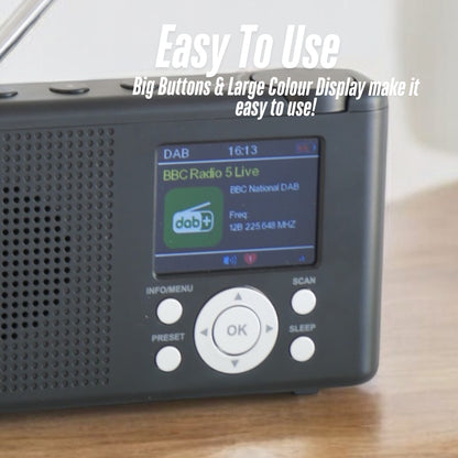 Brookman DAB+ Handheld Portable Radio with Colour Display