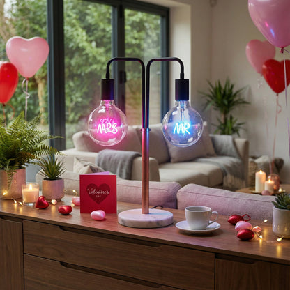 Mr & Mrs Set Text Bulb & Desk Lamp - Screw Up