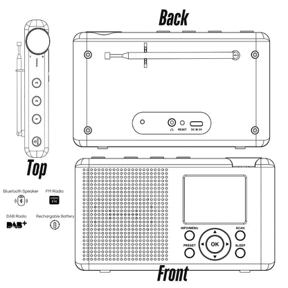 Brookman DAB+ Handheld Portable Radio with Colour Display