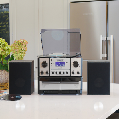 Boston Silver & Black Wood 5 in 1 Music Centre