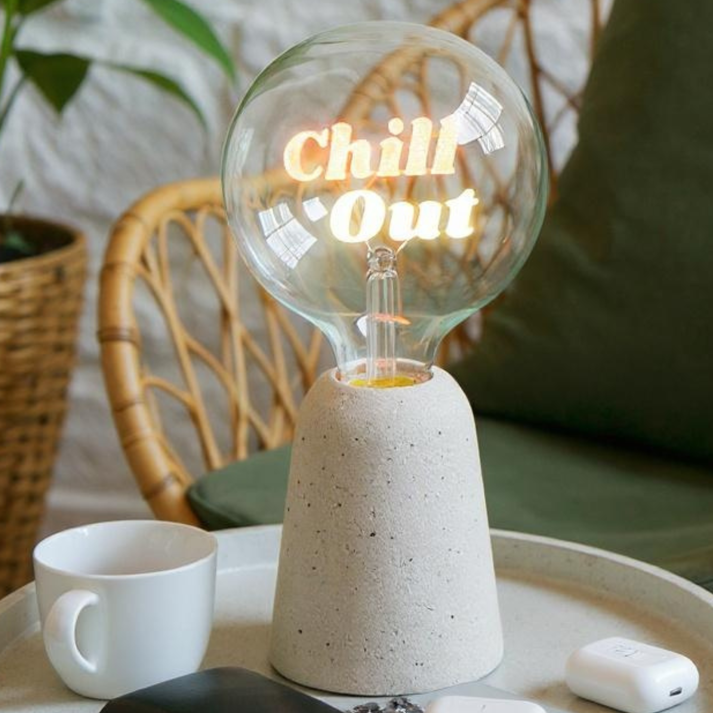 Chill Out Text Bulb & Table Lamp - Screw Down