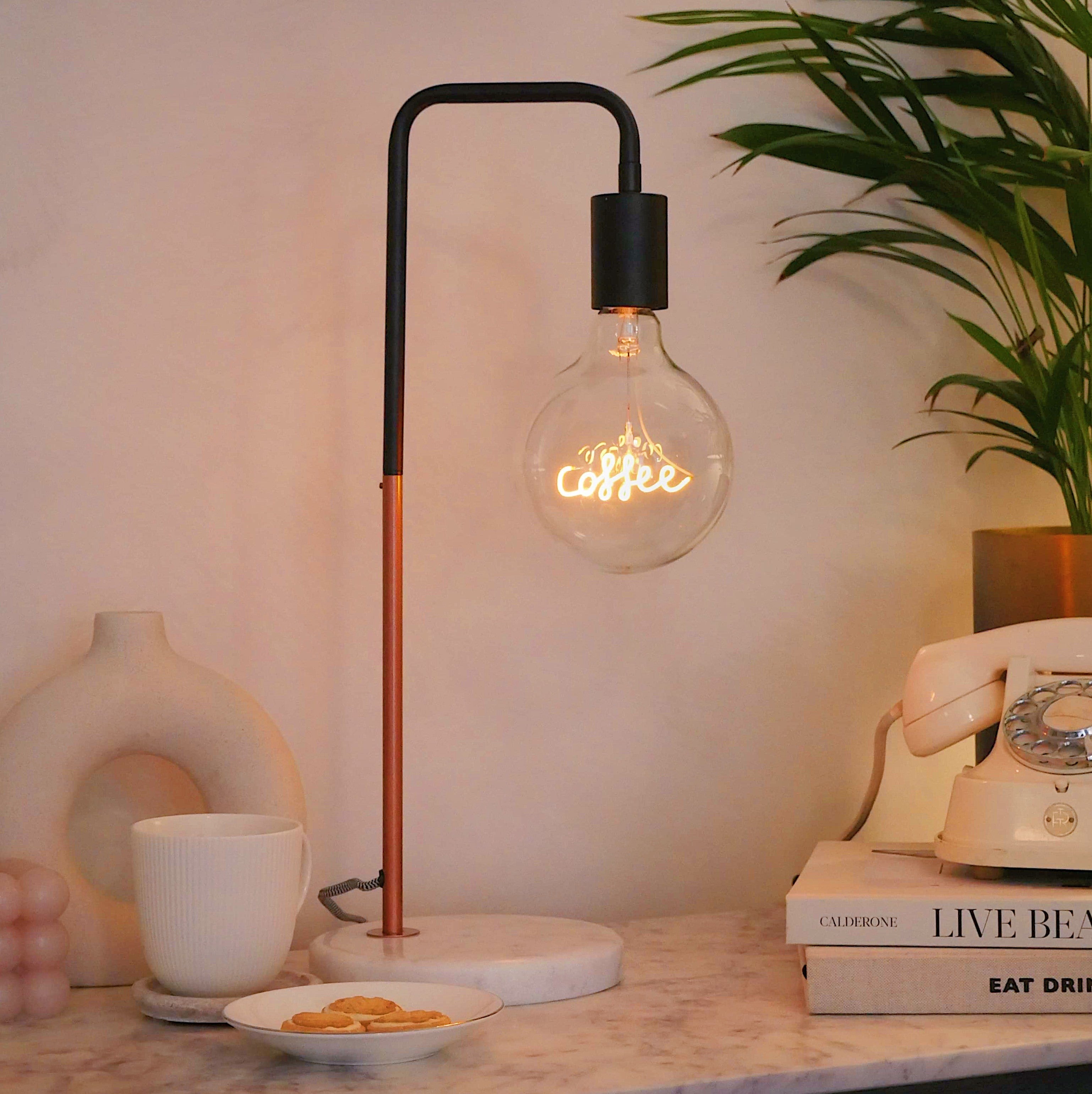 Coffee Text Bulb & Desk Lamp - Screw Up