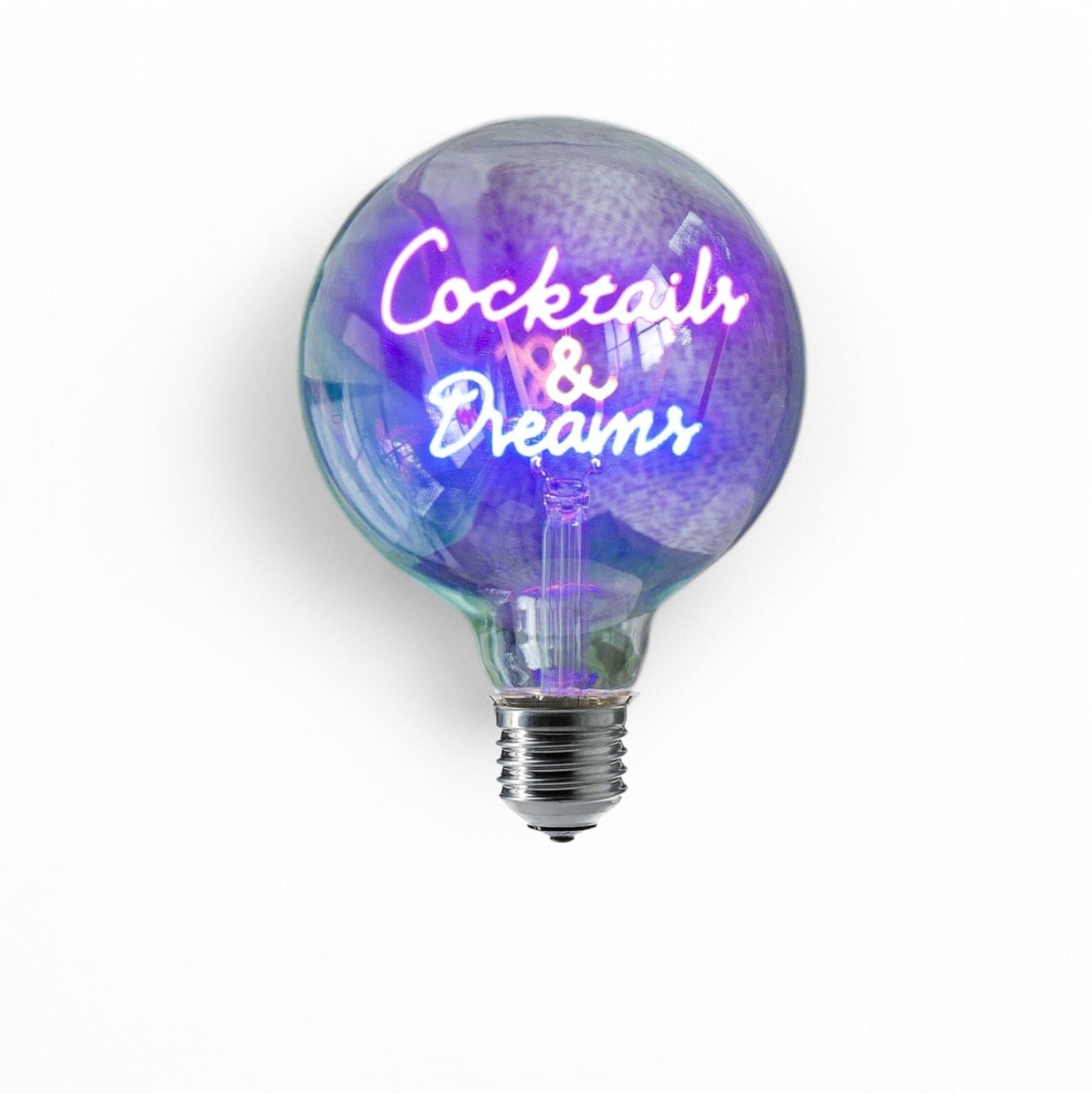 Cocktails & Dreams Text Bulb & Table Lamp - Screw Down