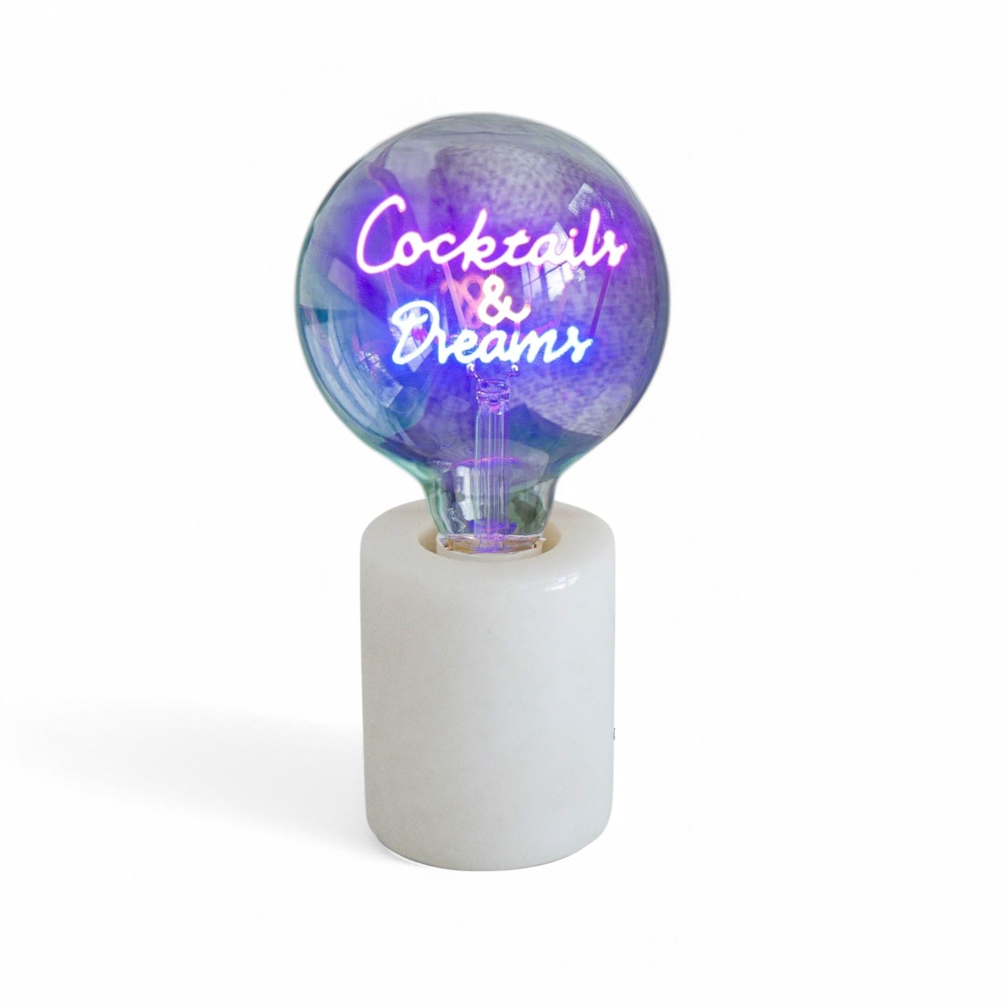 Cocktails & Dreams Text Bulb & Table Lamp - Screw Down