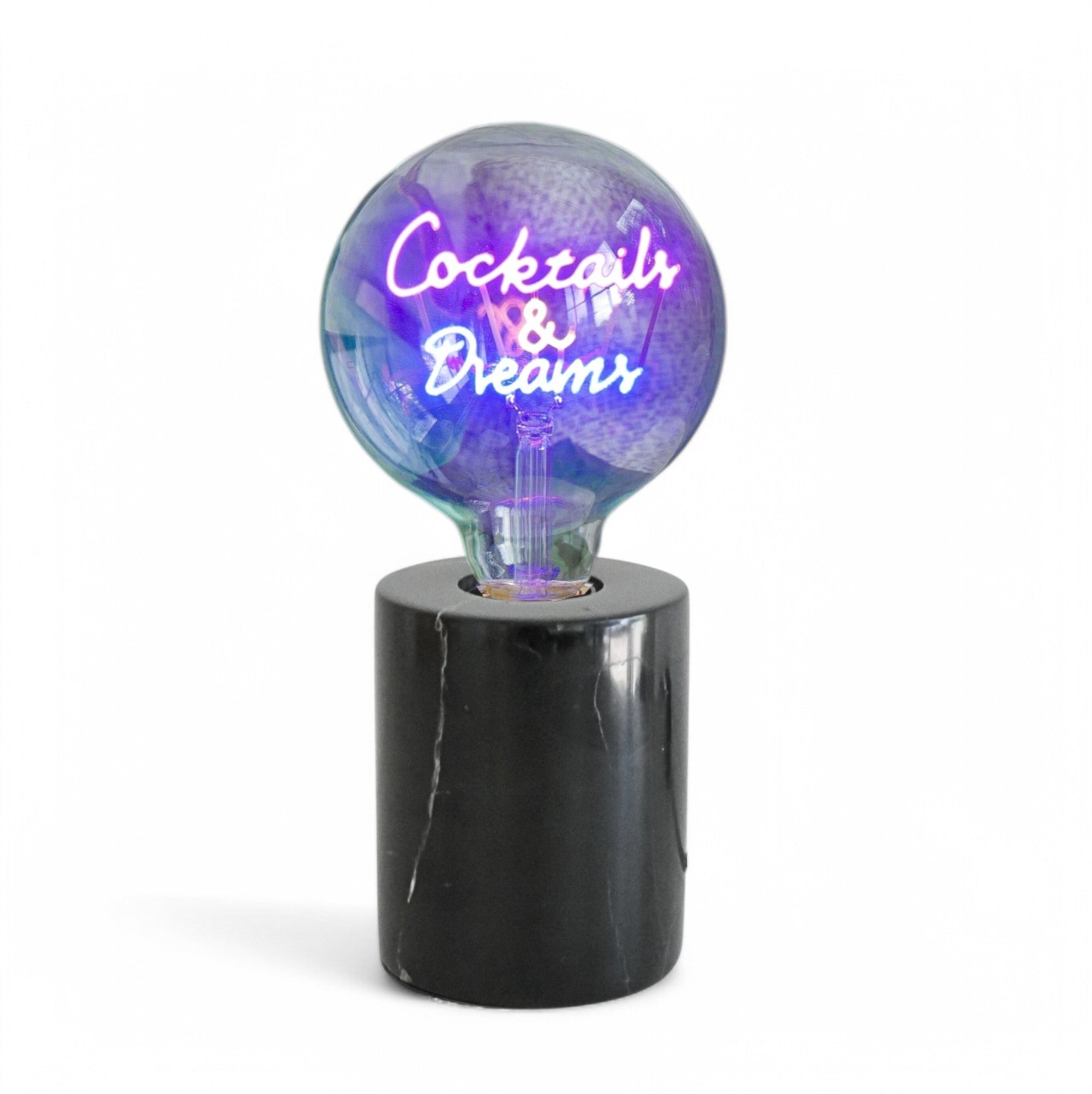 Cocktails & Dreams Text Bulb & Table Lamp - Screw Down